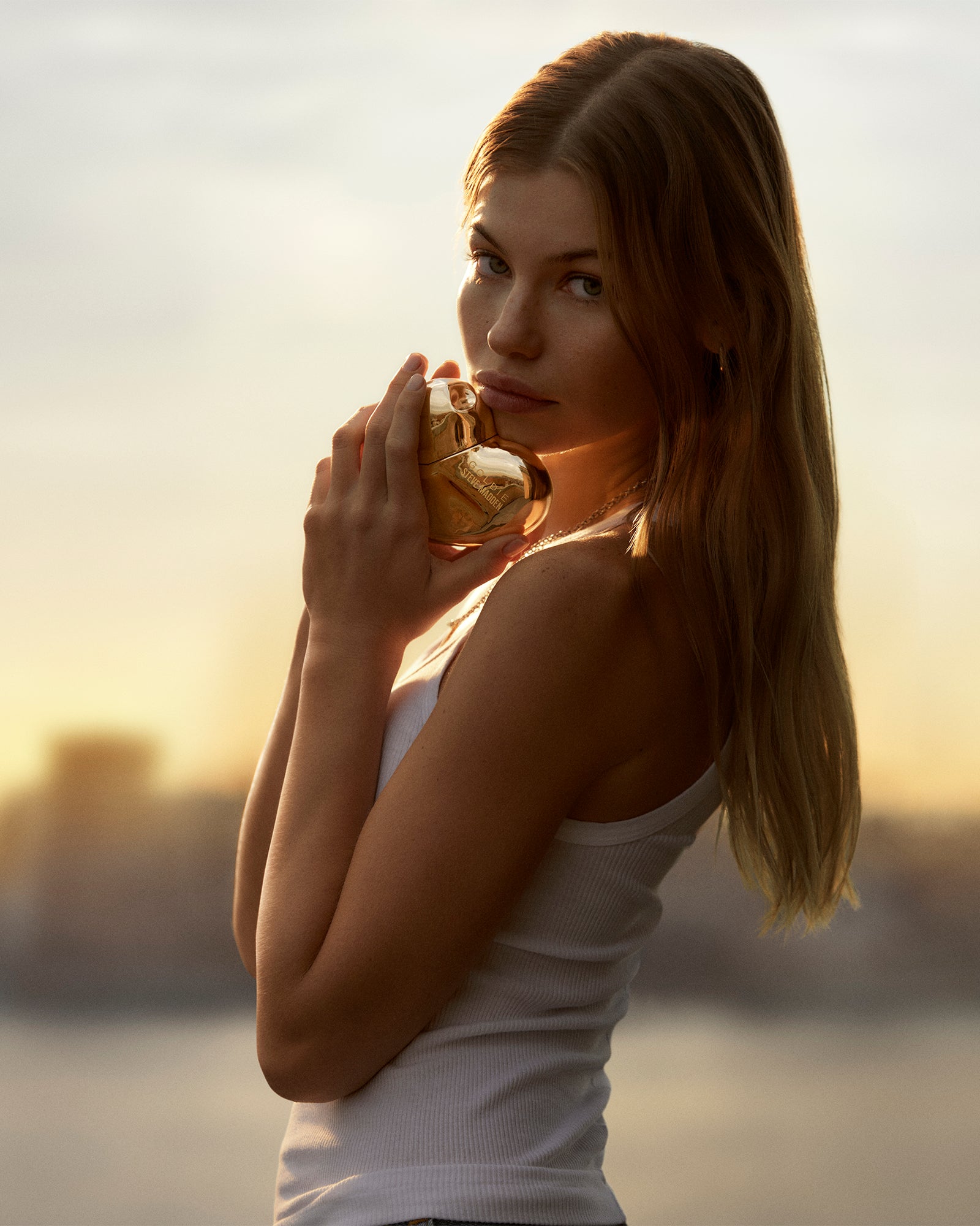 Close-up of Goldie perfume showcasing the elegant bottle design.