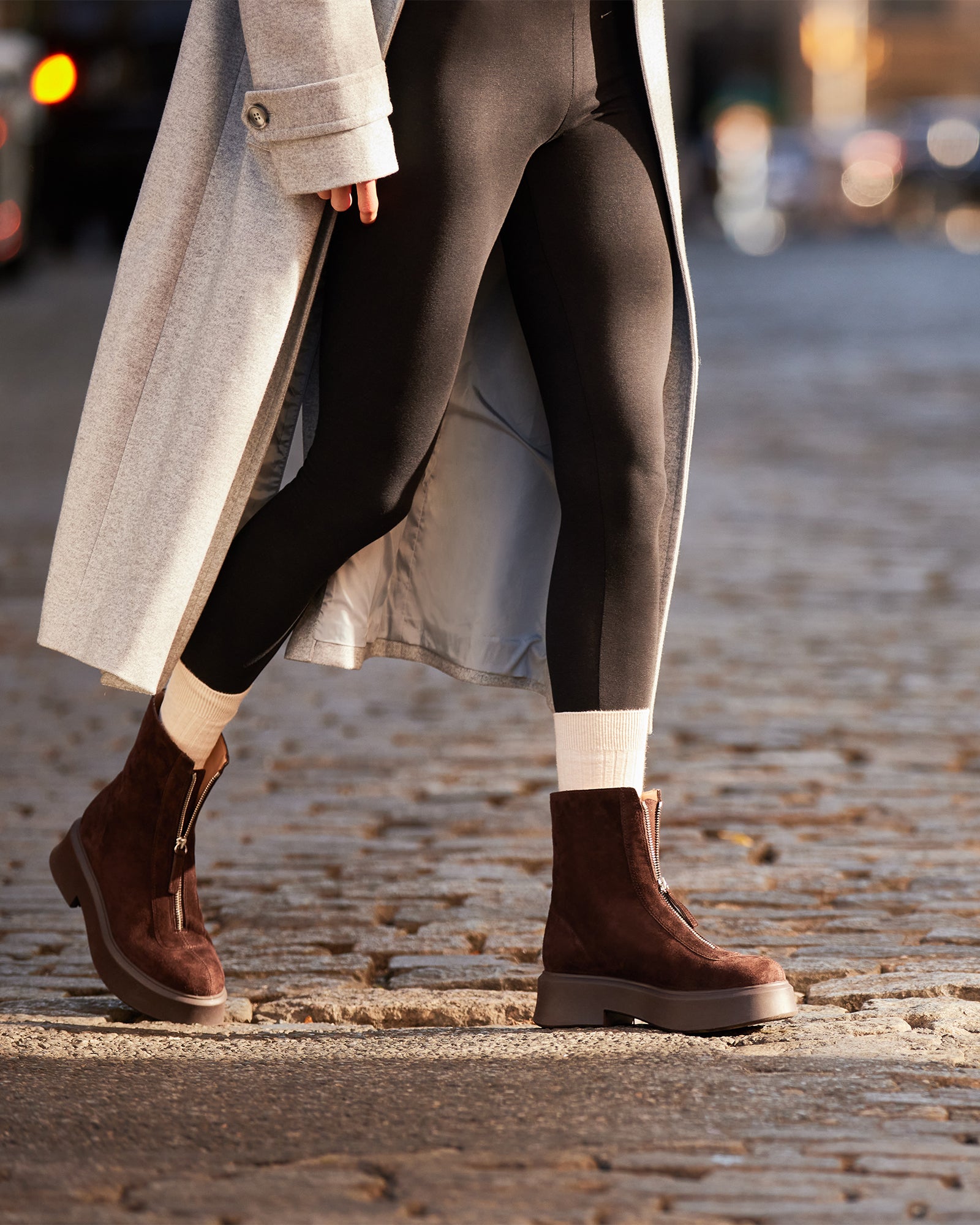 Close-up of the zipper detail on these classic ankle boots