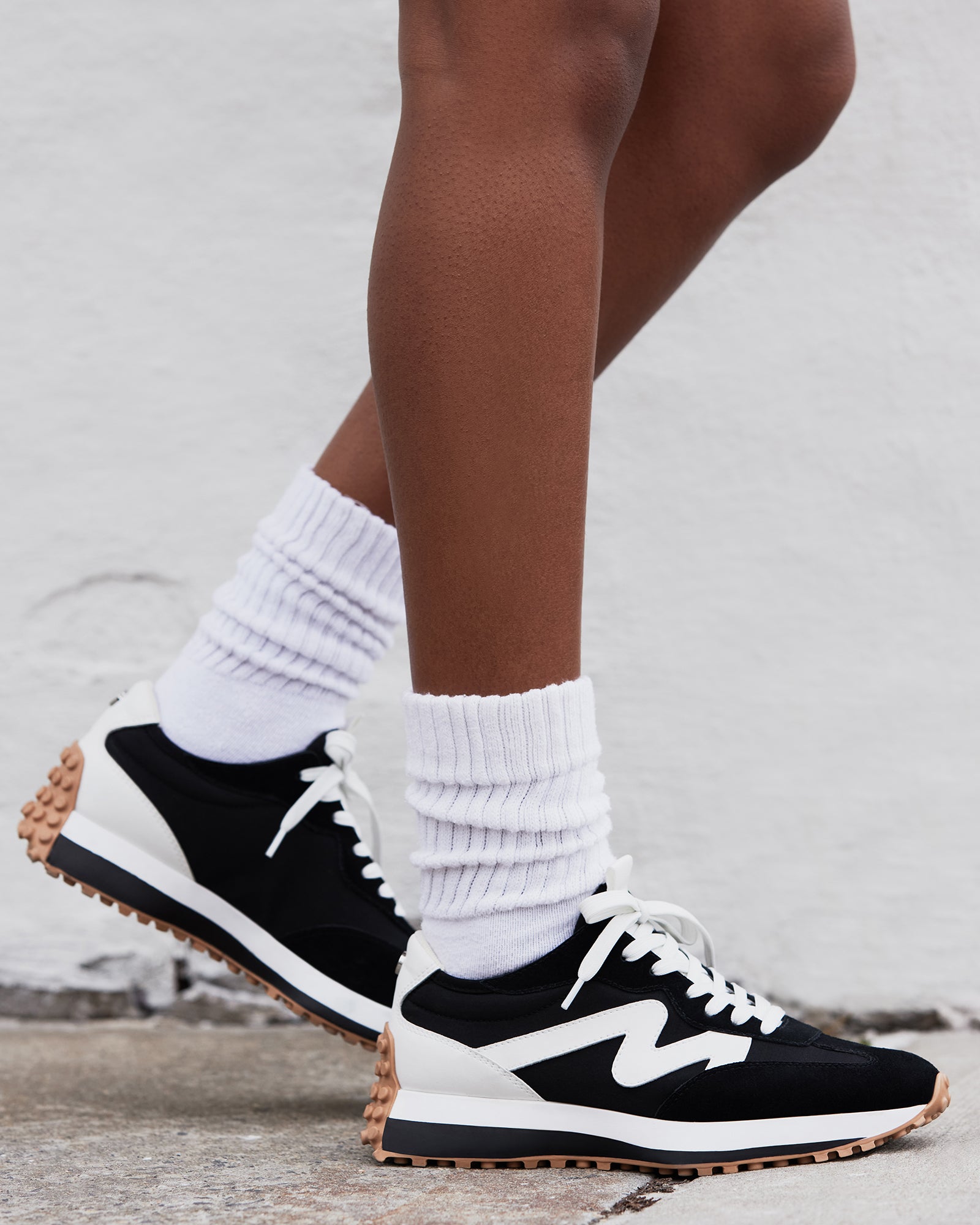 Close-up of the treaded sole and textured heel design