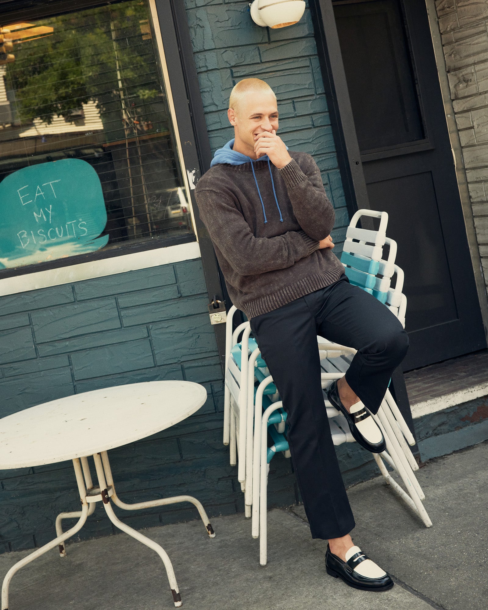 Loafers paired with navy blazer for polished NYC workplace attire