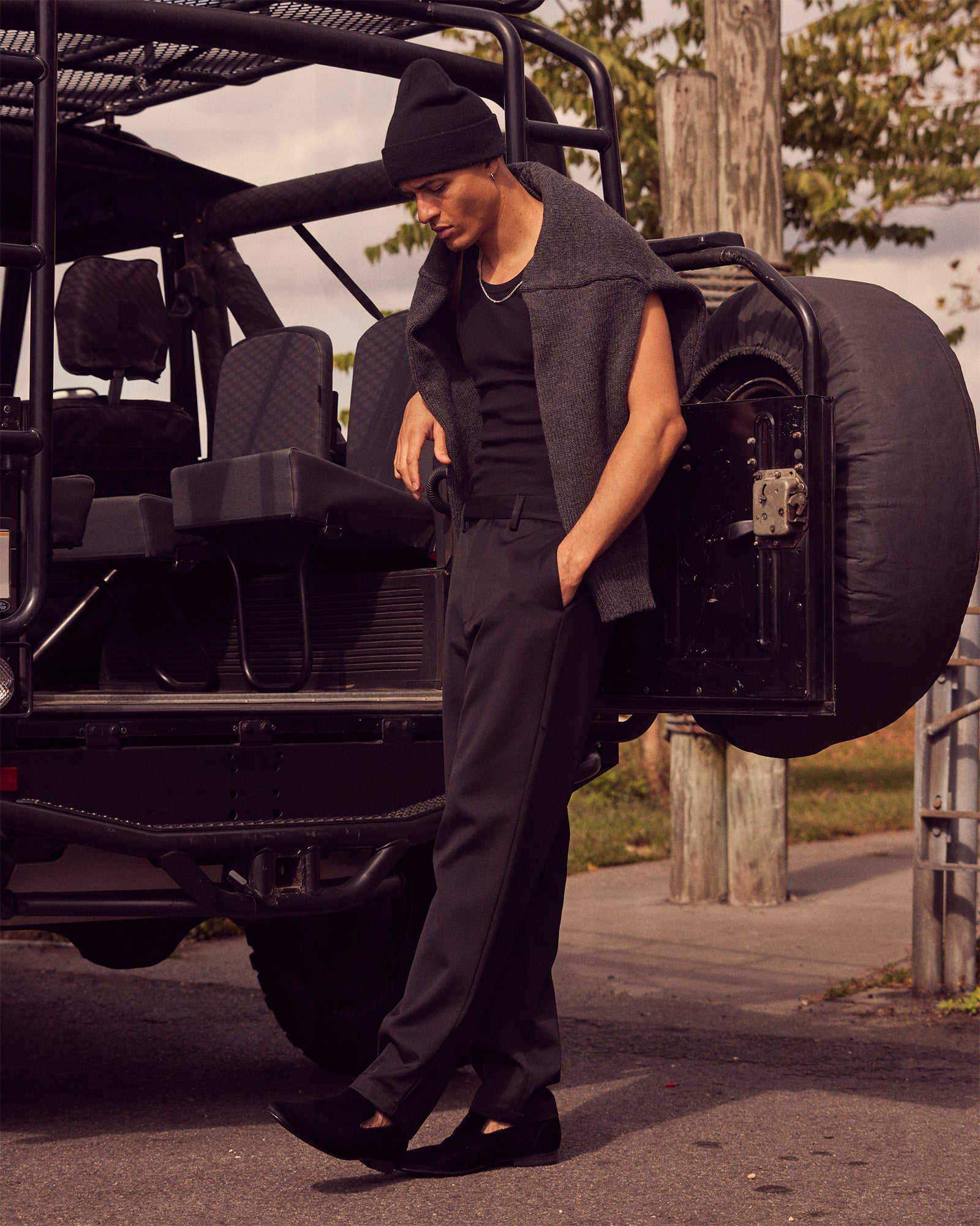 Lifestyle image of men and women wearing velvet loafers for a refined look