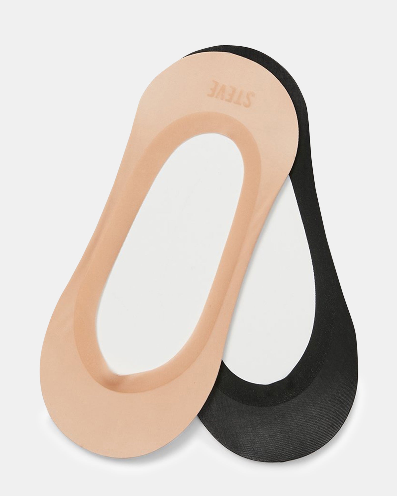 Close-up of black ankle socks with invisible no-show design on hardwood floor