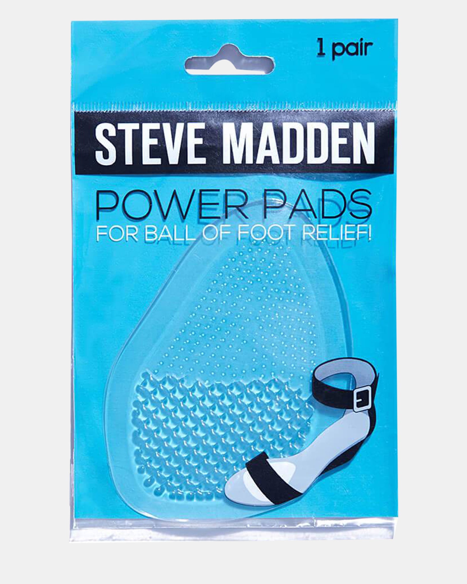 Steve Madden POWERPADS heel gel pad applied to a stiletto heel