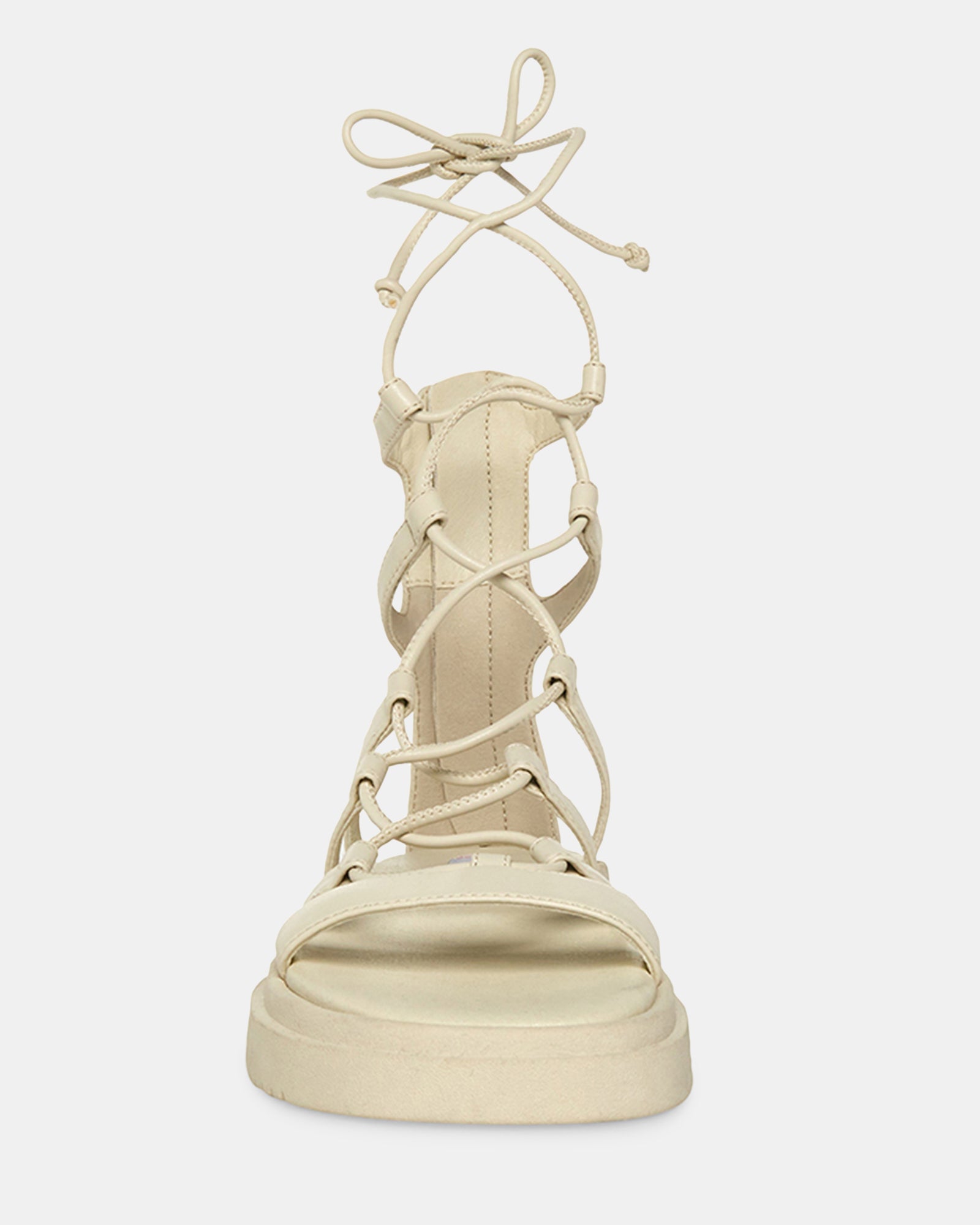 Back zipper closure of the stylish vegan gladiator sandals.