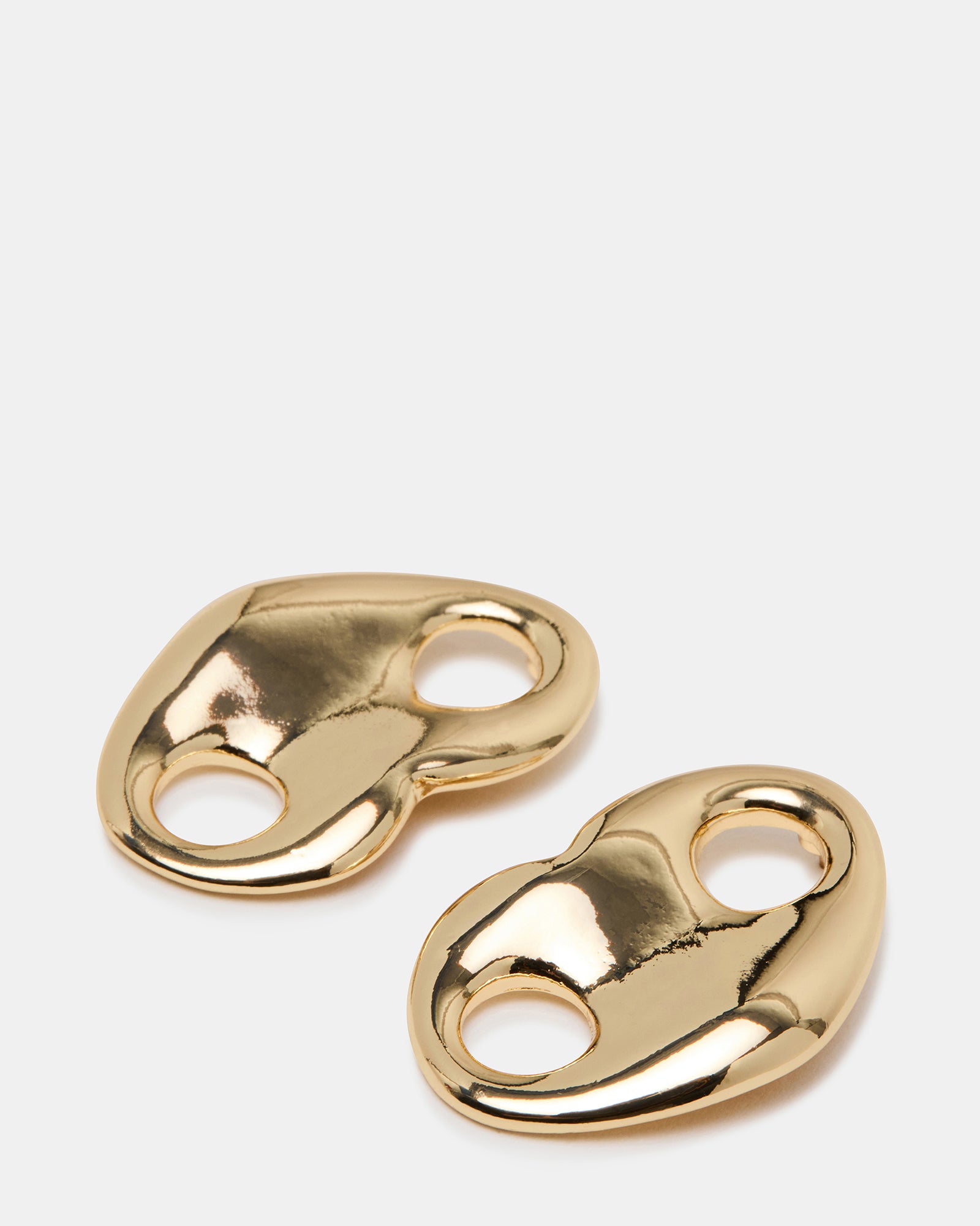 Side angle of gold stud earrings highlighting the post-back design
