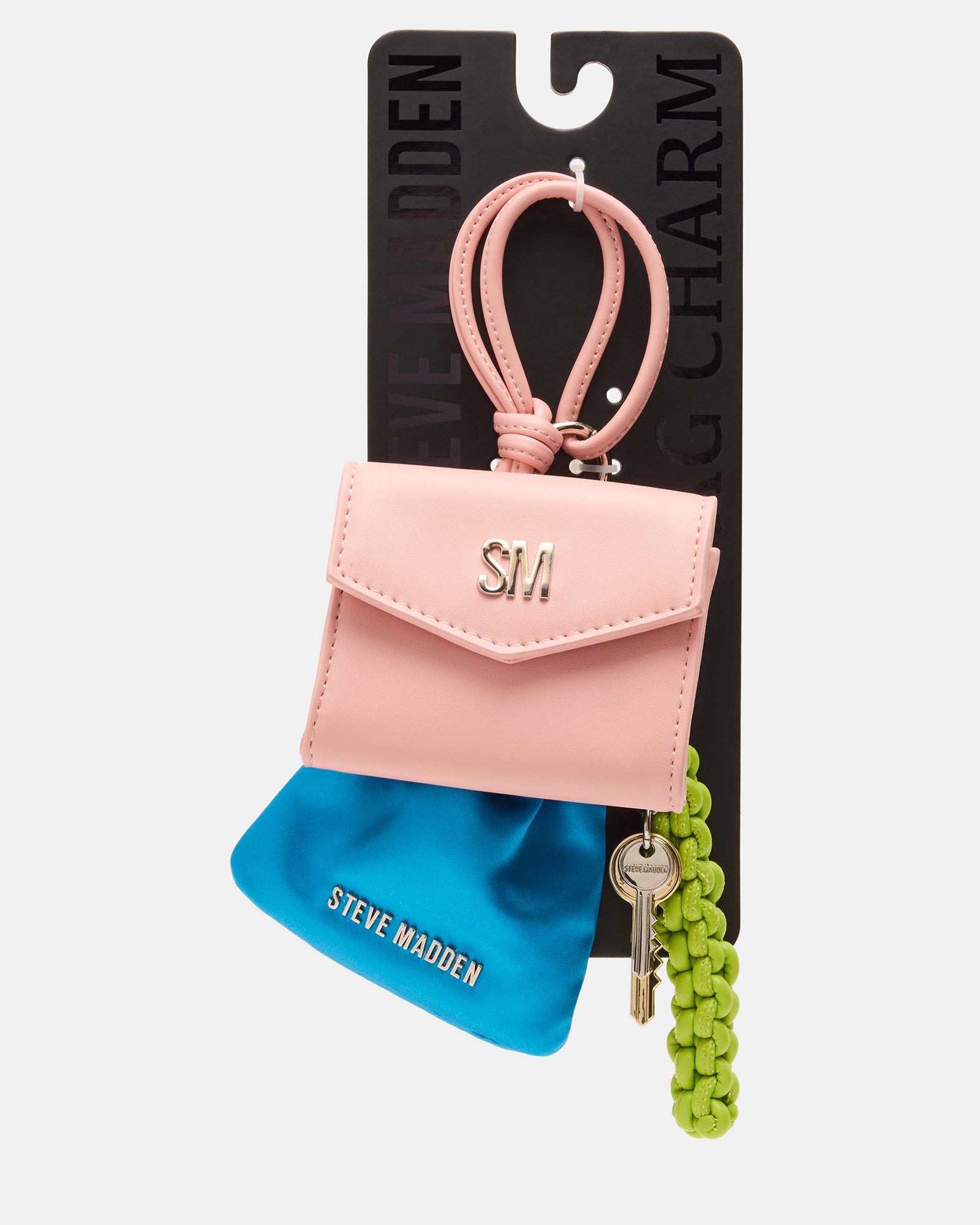 Travel wallet charm with satin pouch and summer camp-inspired lanyard