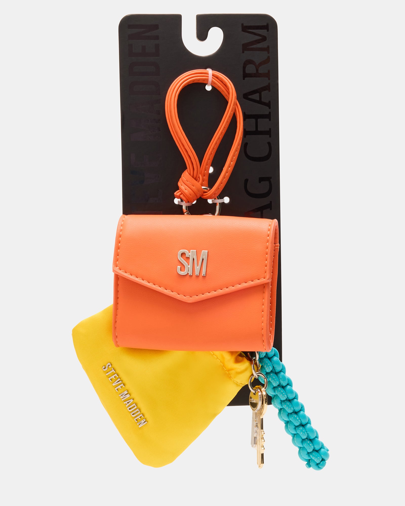 Soft satin pouch with the coach bag charm and summer camp-inspired lanyard for travel organization