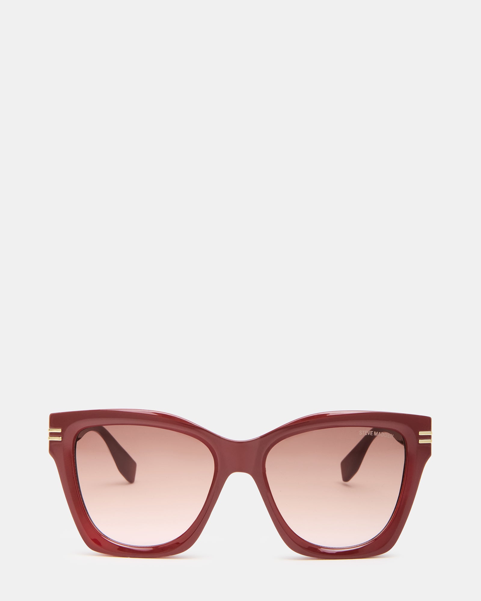 Front view of Taisia red sunglasses showcasing the stylish pink frame and gradient lenses.