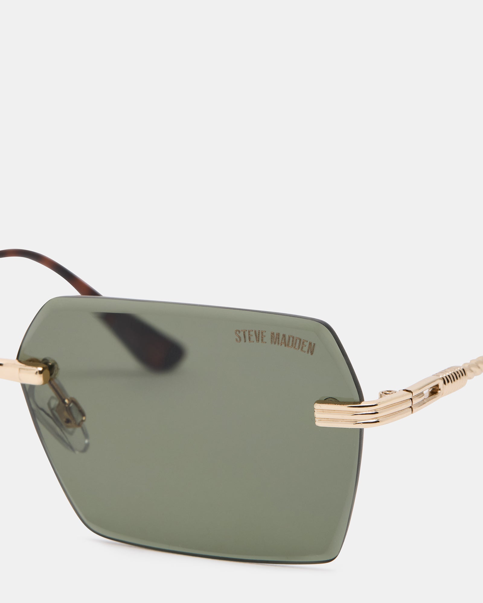 Side profile of stylish gold sunglasses for outdoor fashion