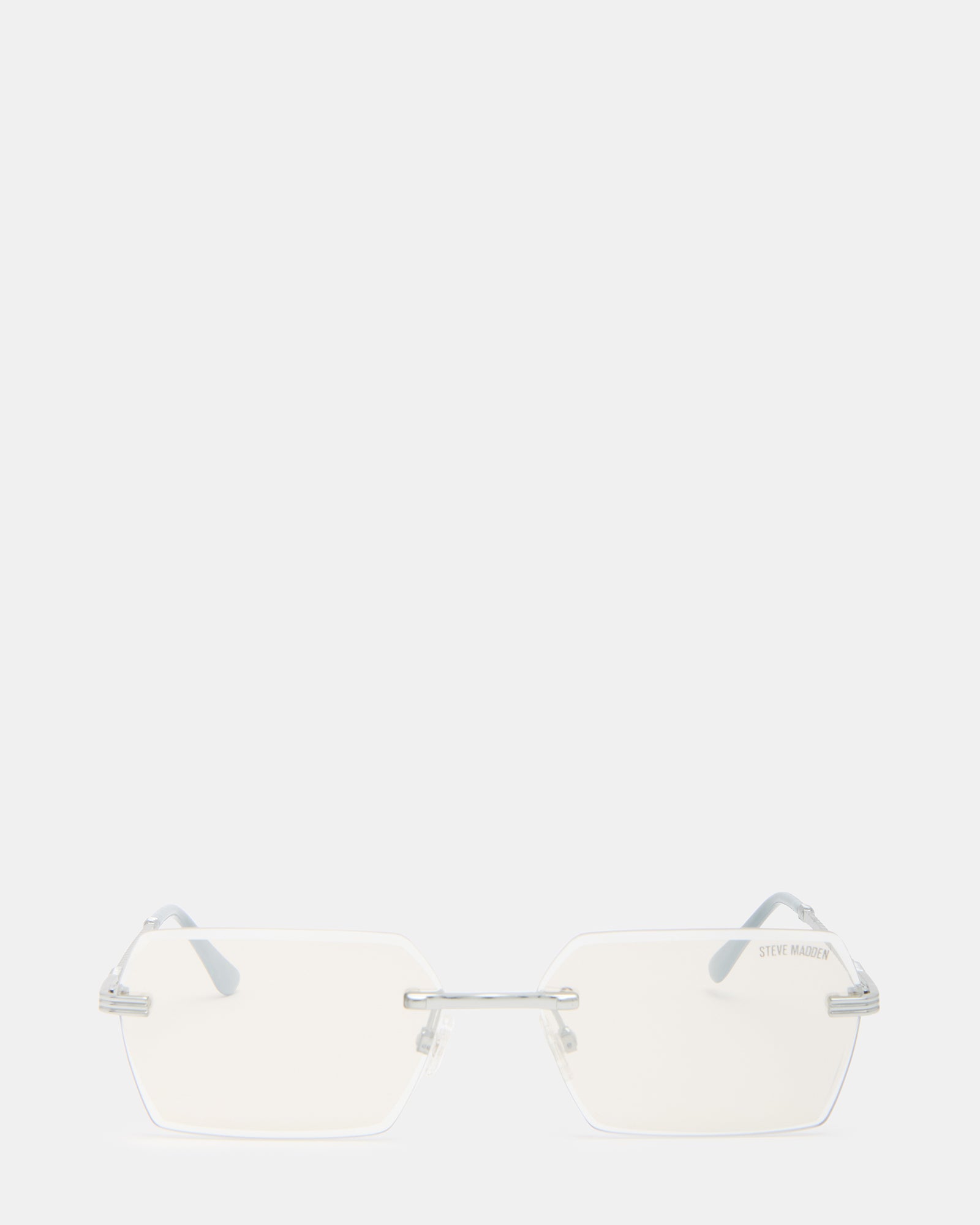 Close-up of Finian silver aviator sunglasses showcasing shiny design