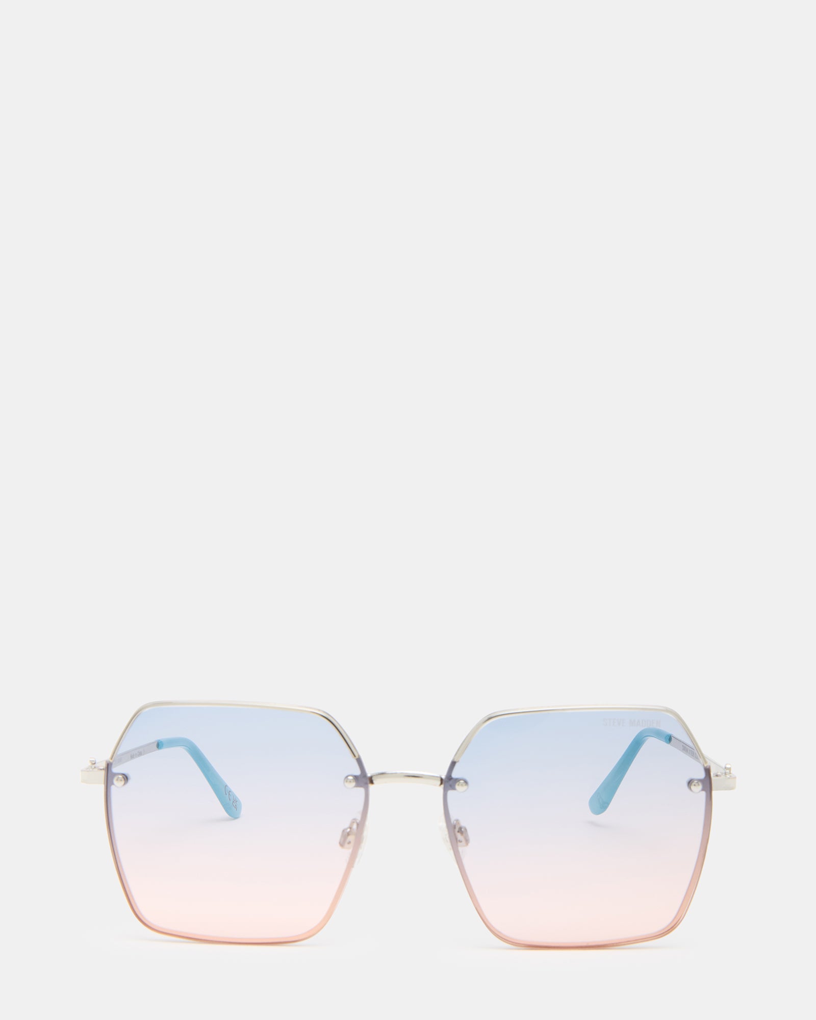 Front view of Davian fashion sunglasses with silver frame and gradient lenses