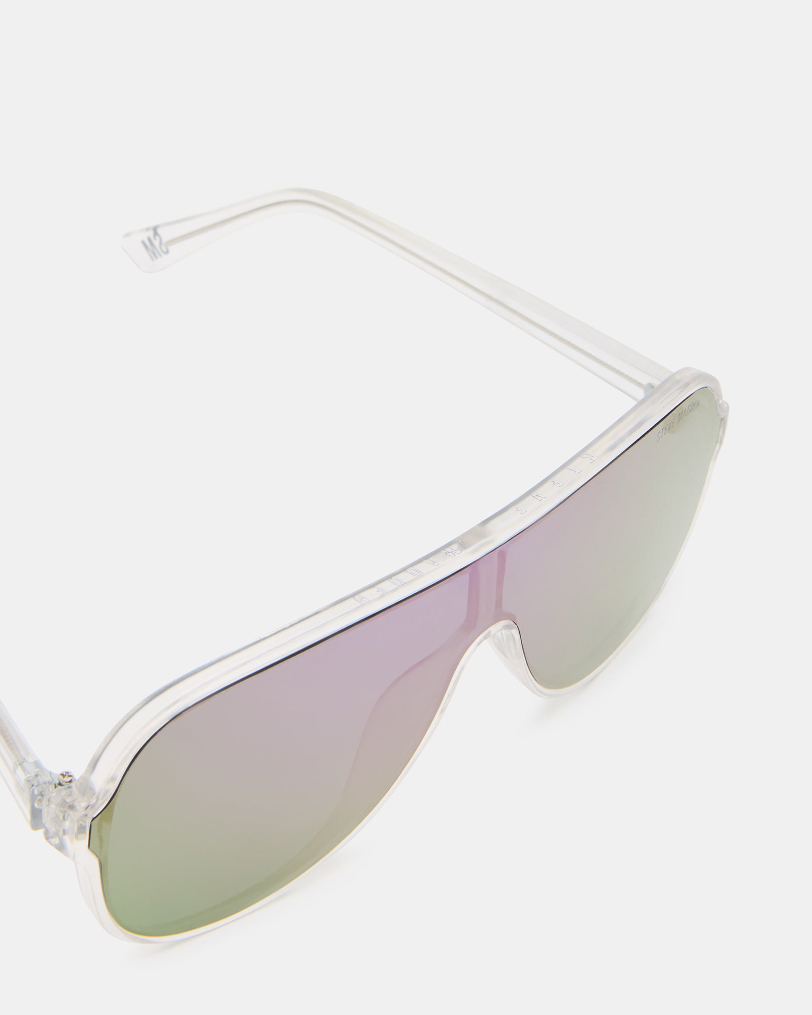 Side angle of KERBIE sunglasses showcasing the purple flash lens.