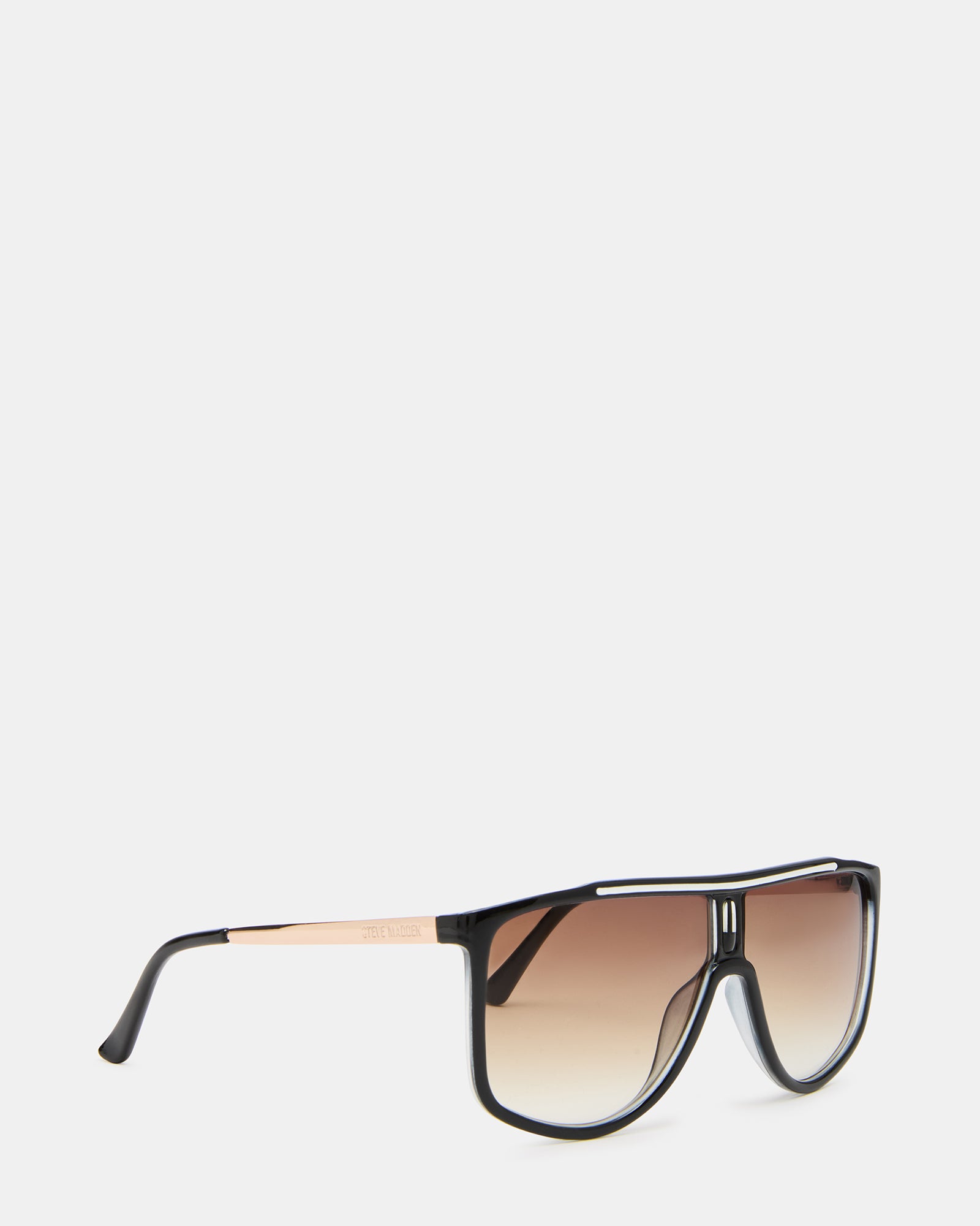 Close-up of the brown gradient lenses and sleek frame design