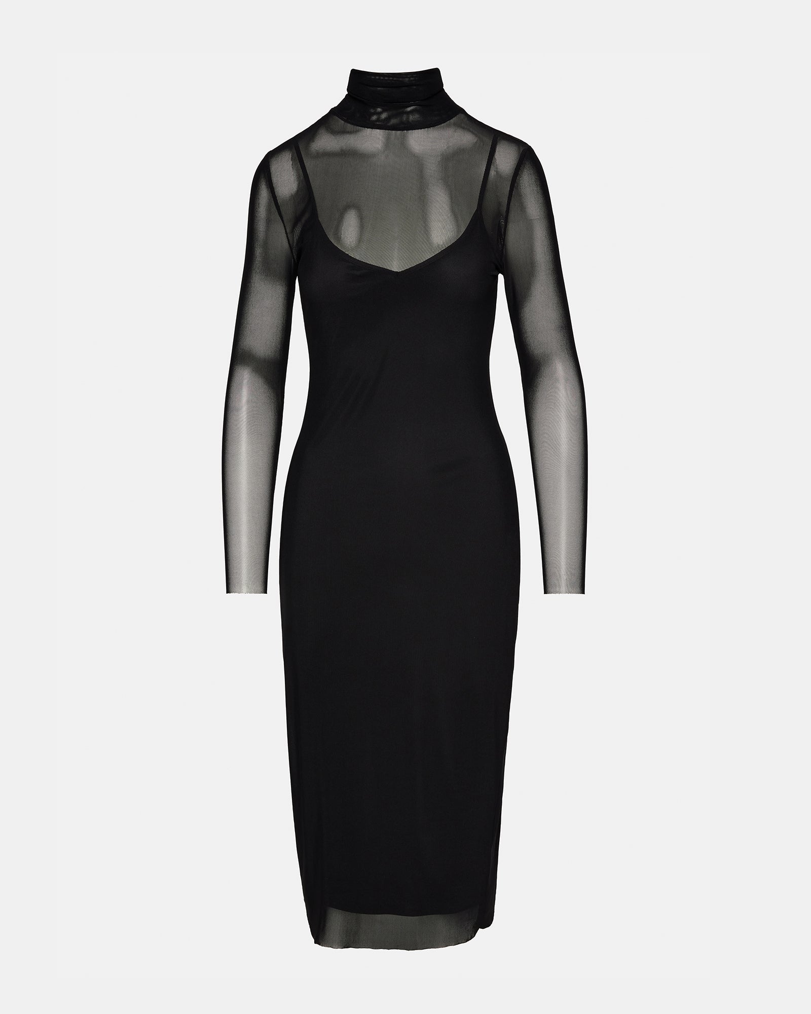 Close-up of the mesh fabric and adjustable straps on the VIVIENNE dress