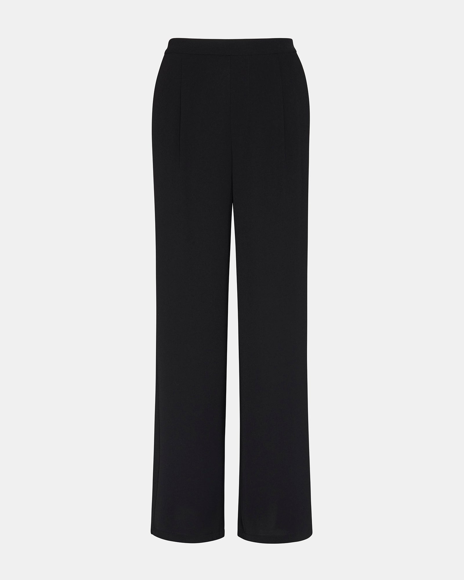 Model wearing leather trousers black for a chic look