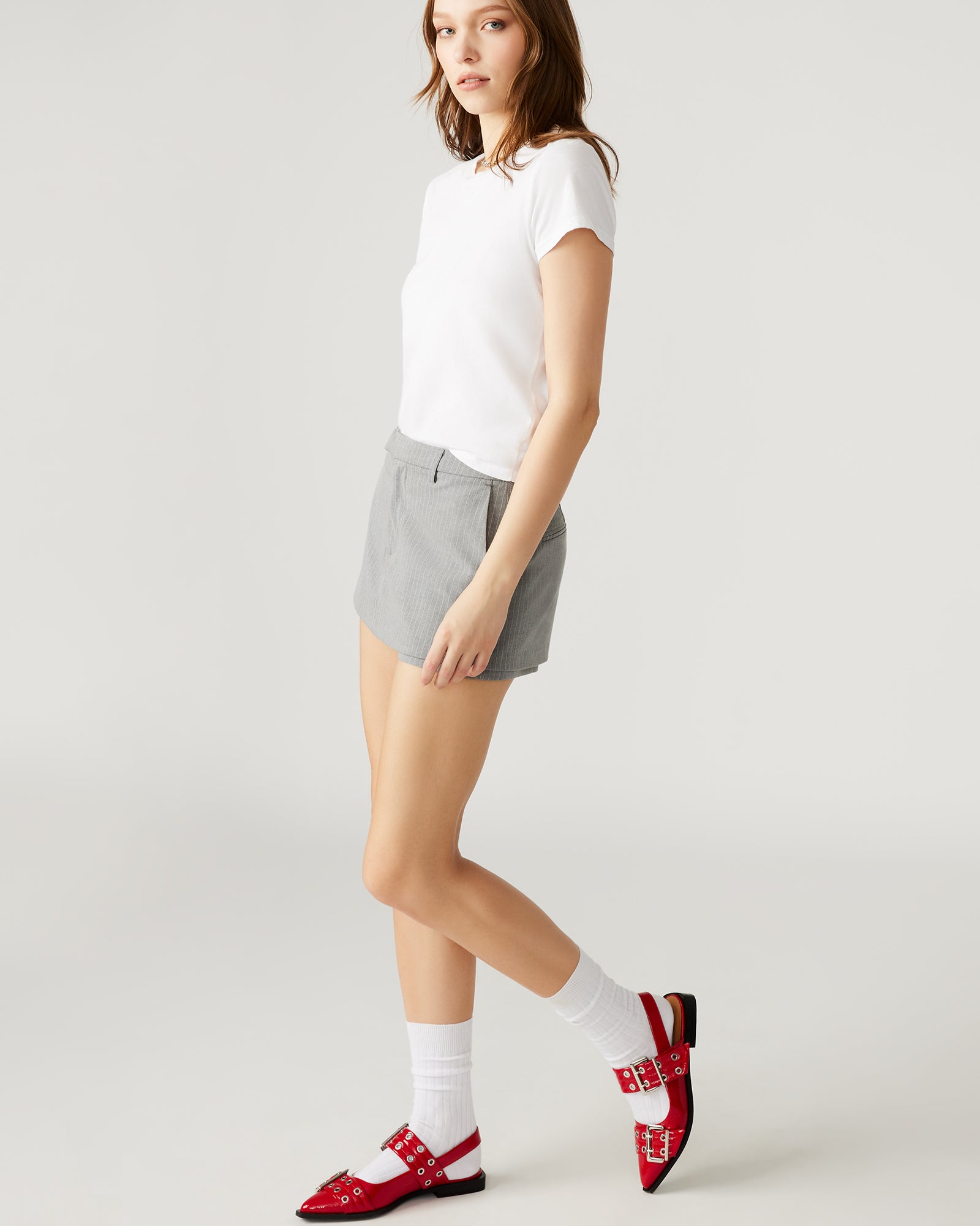 Close-up of the fabric and stitching details of the womens skort for performance