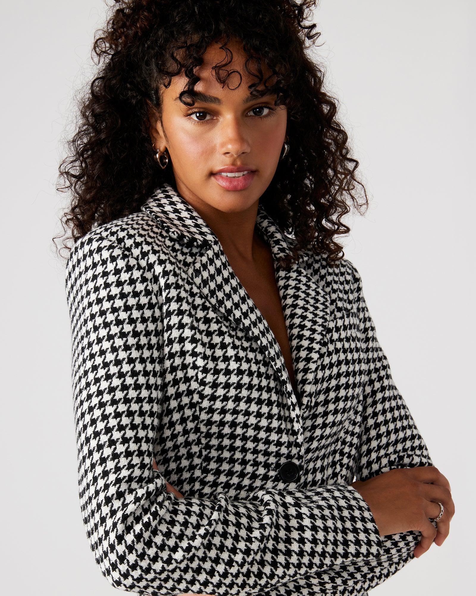 Close-up of the black white blazers tweed texture