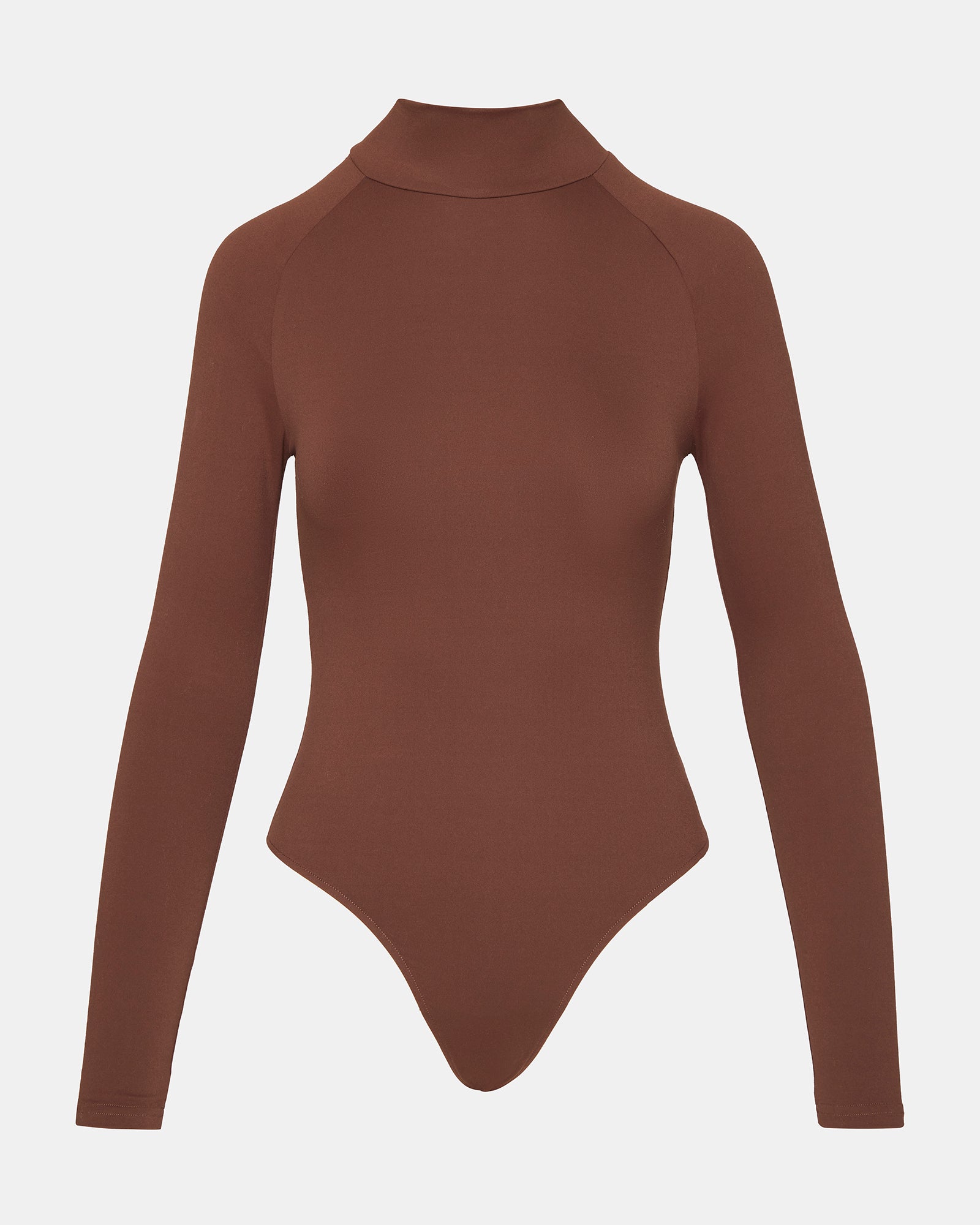 Model wearing the stretch bodysuit styled with jeans for a casual daytime look