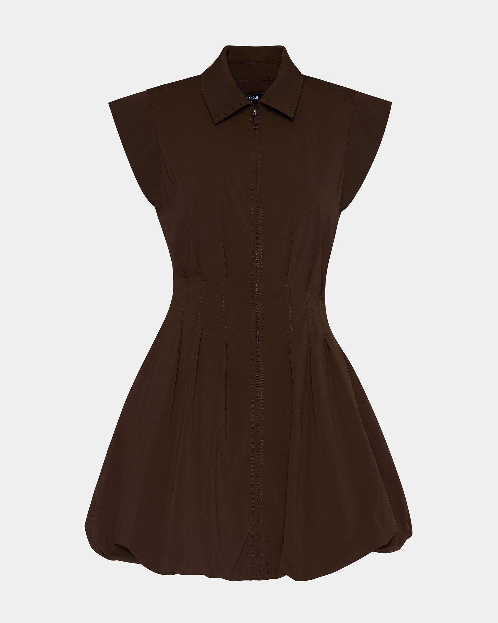 Close-up of the zip front detail on the Dyanne mini dress