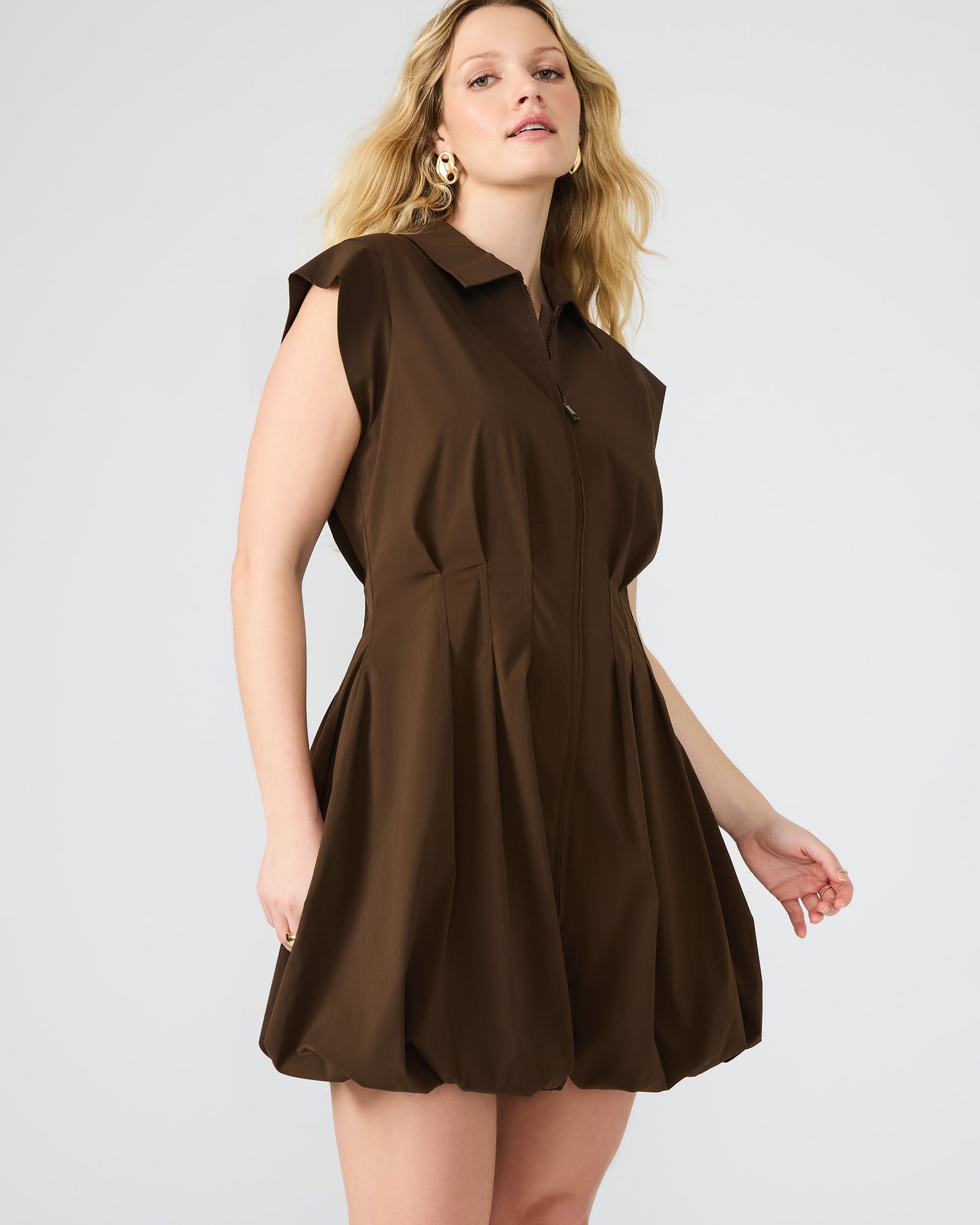 Back view showing the bubble hem dress silhouette