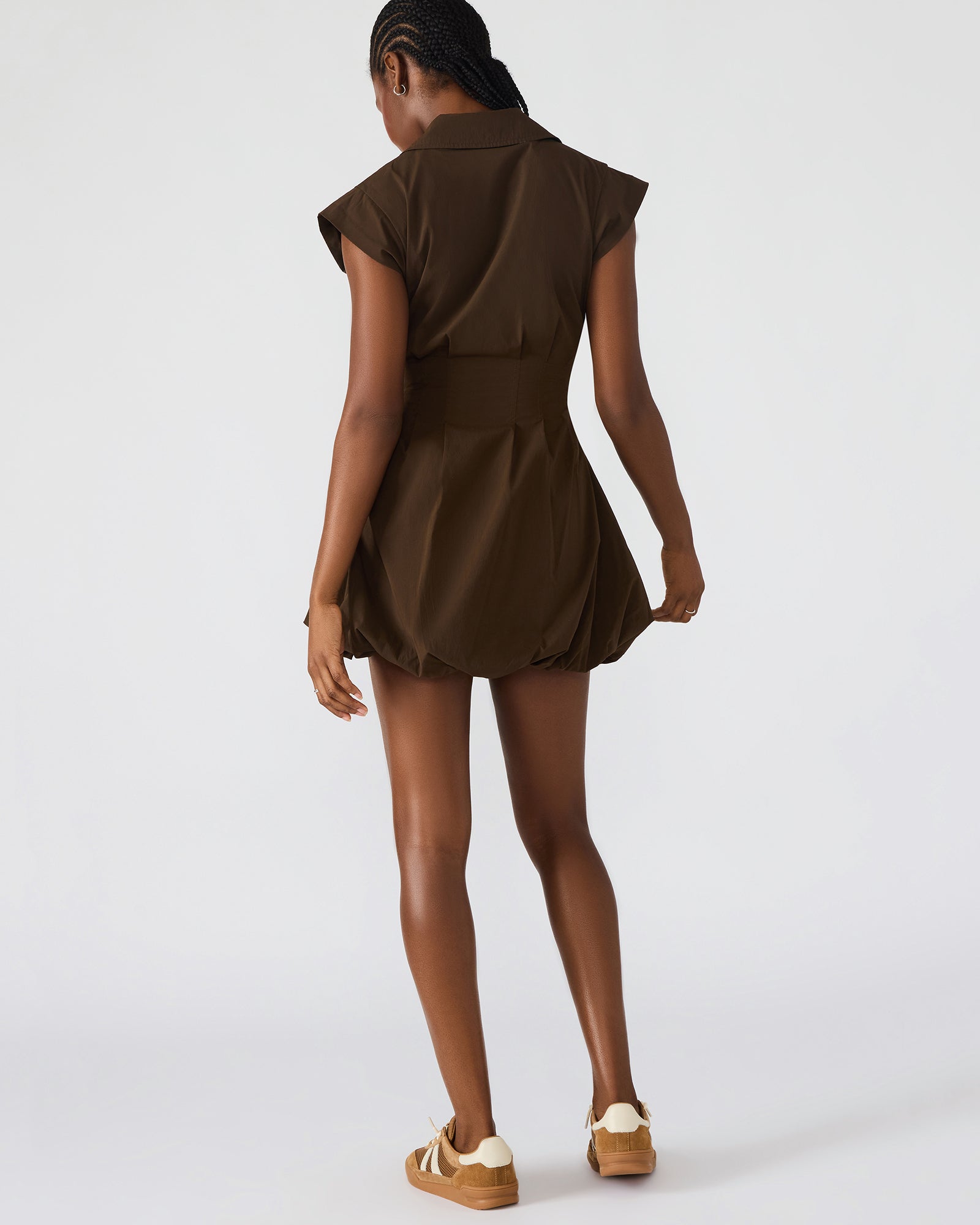 Close-up of the zip front detail on the Dyanne mini dress