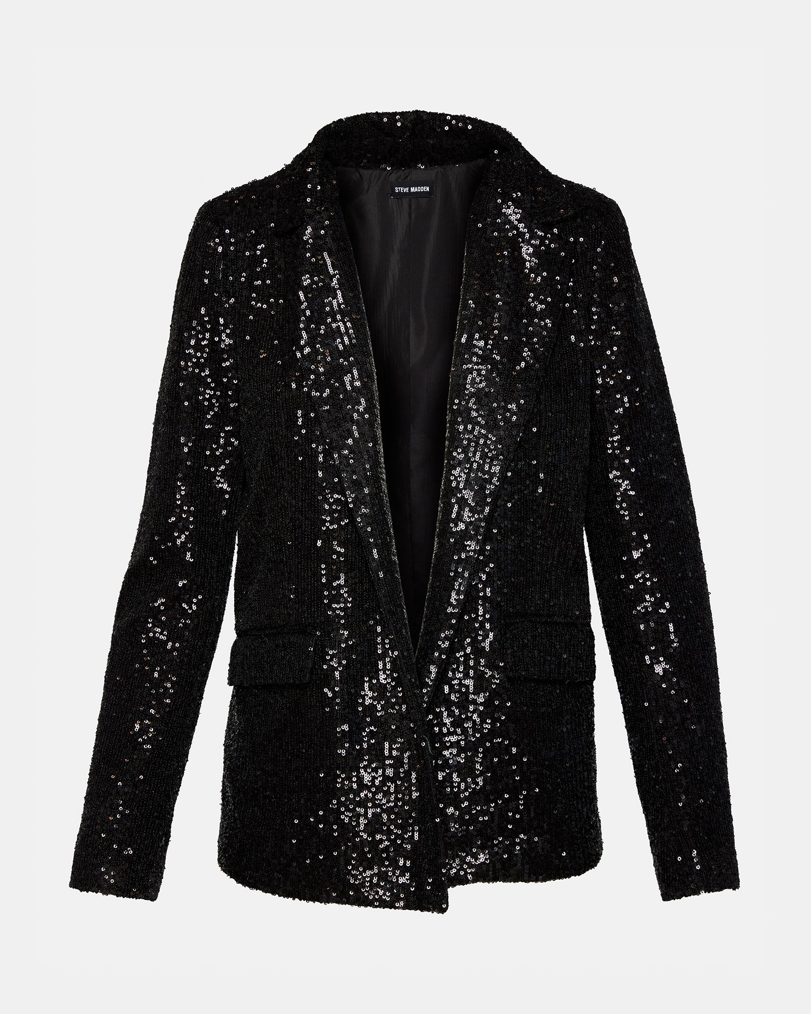 Back angle of sequin blazer men wear for upscale events, highlighting tailored fit.