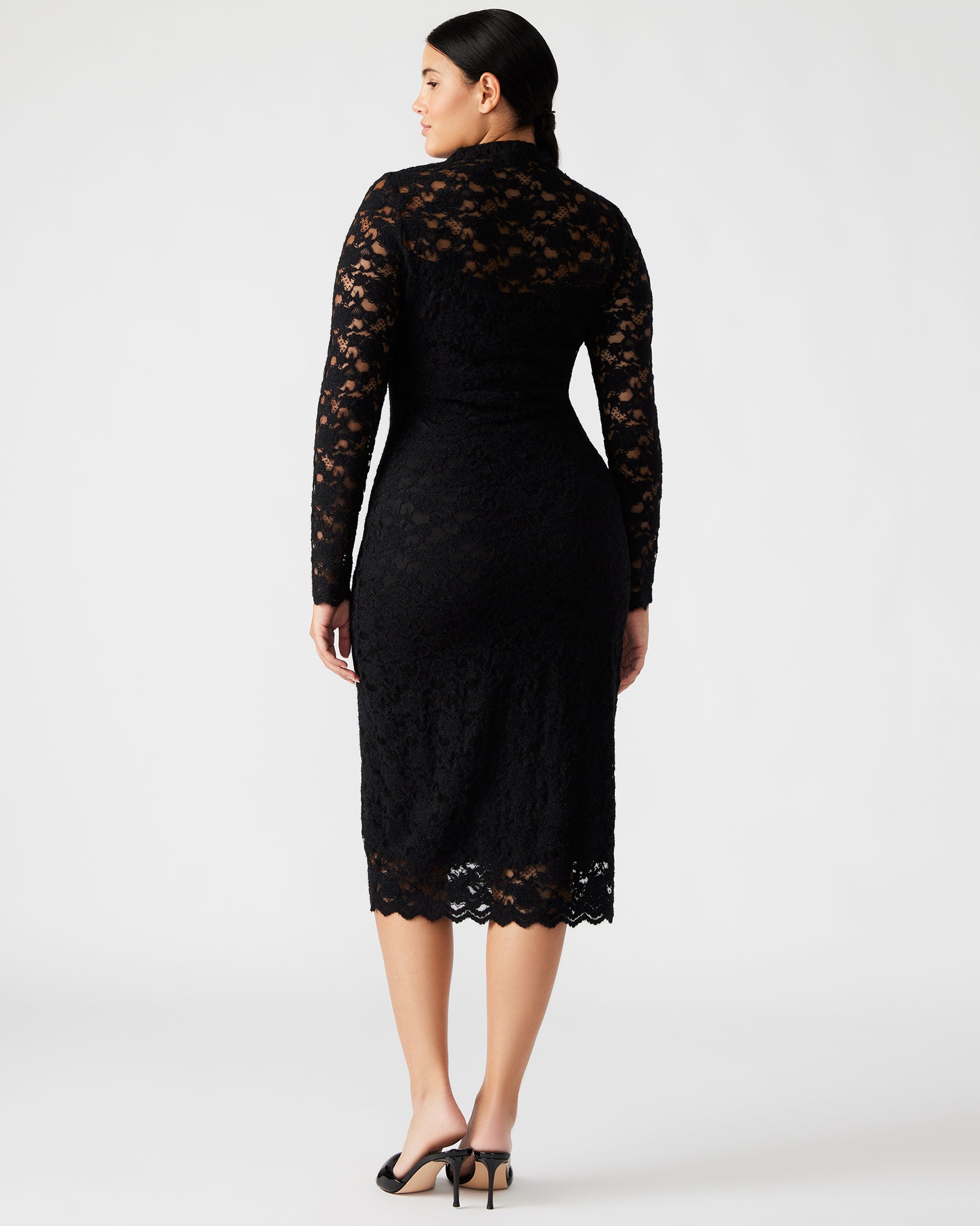 Back view of black dresses black dresses with modesty slip and adjustable straps