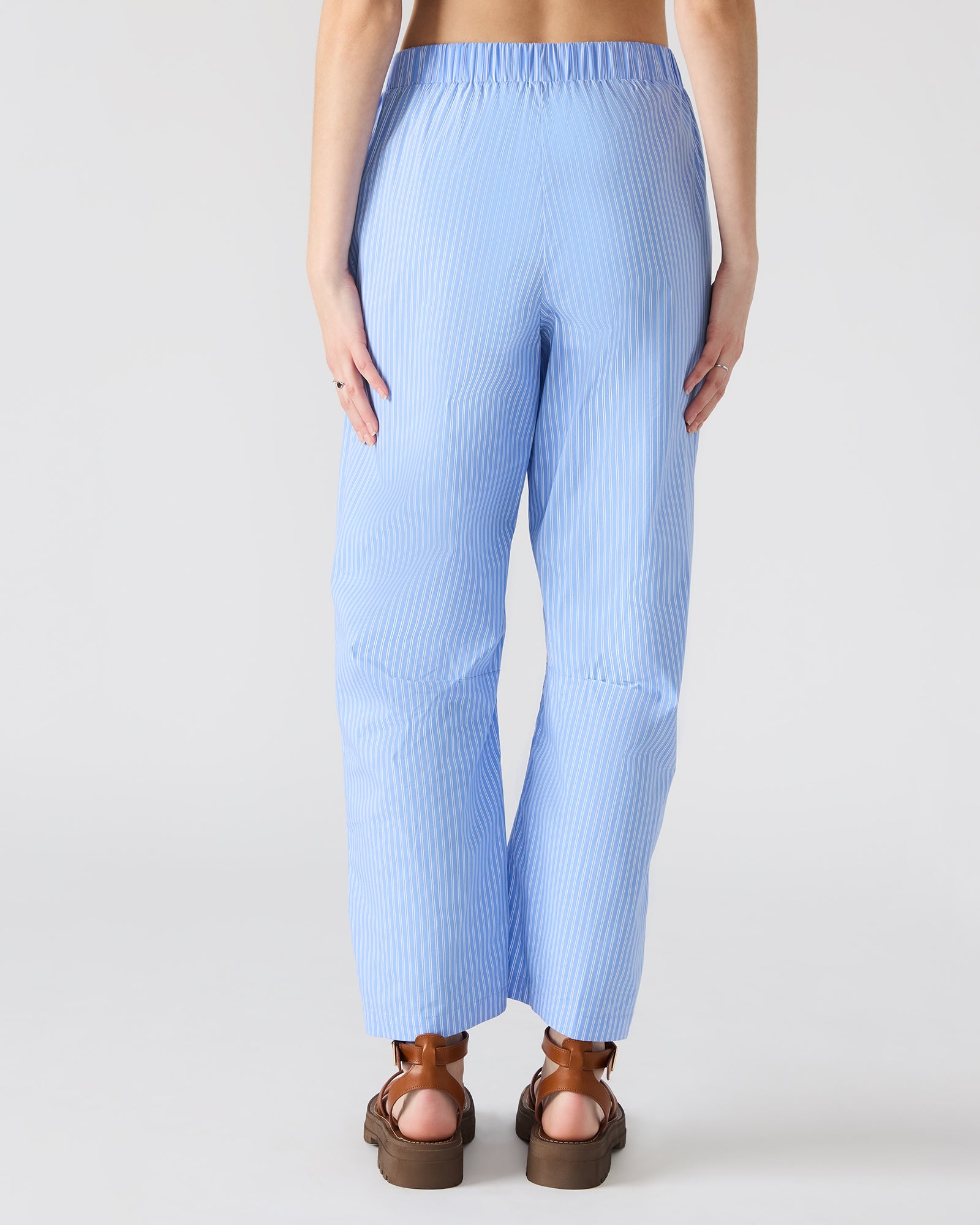 Pinstripe womens trousers styled with a casual top