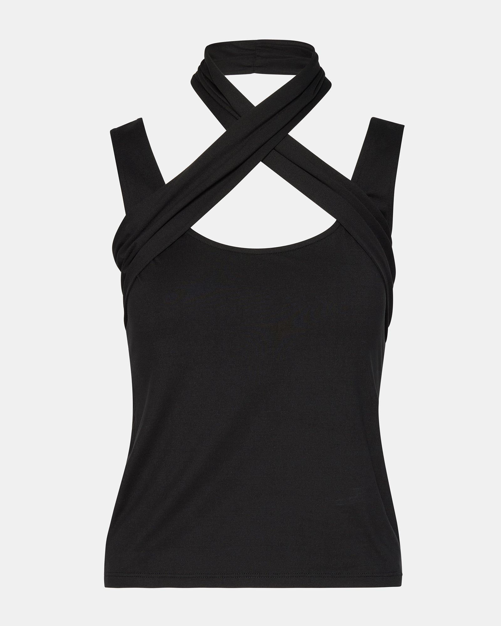 Back view of the crisscross halter top for a night out
