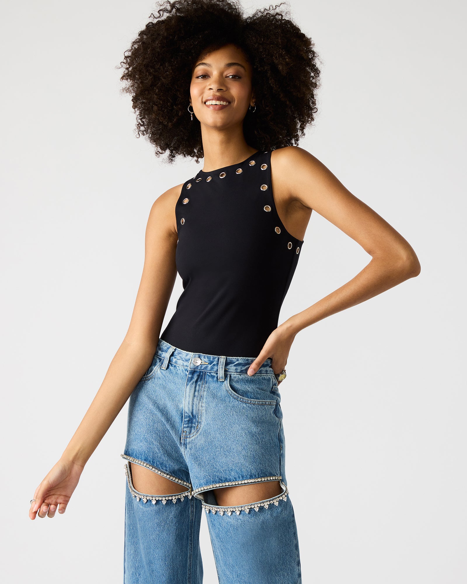 Back view showing sleek lines and stretch fabric.