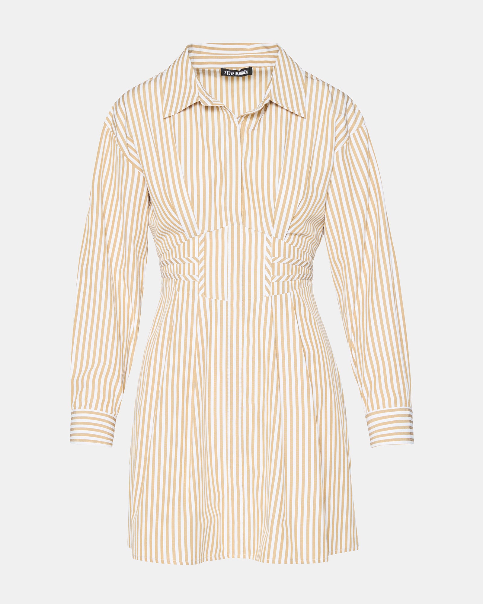 Model wearing the long sleeve mini dress in a casual setting.