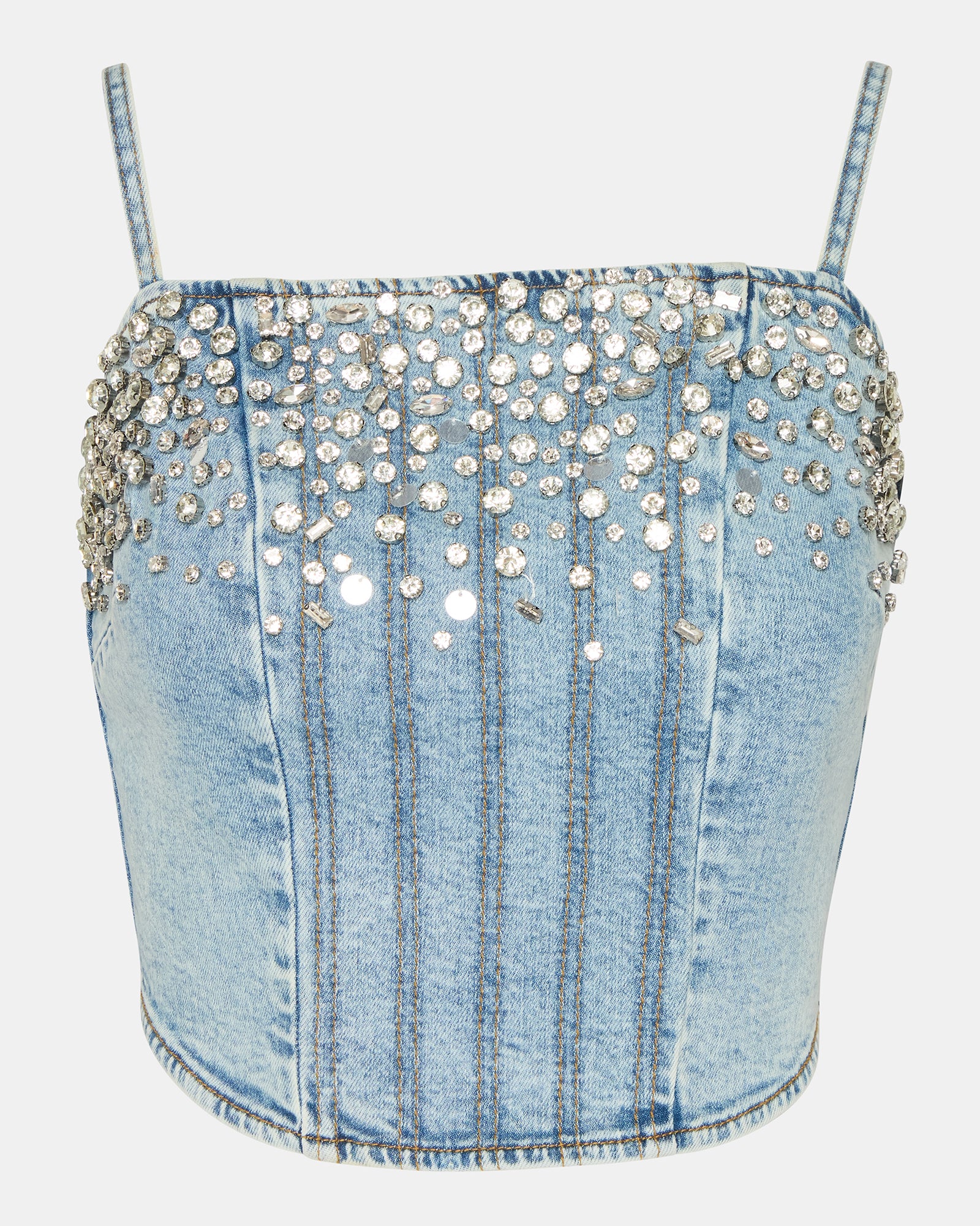 Styled crop top paired with fashion-forward accessories for a trendy look.