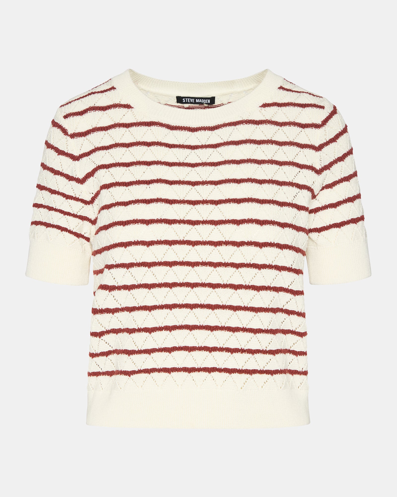 Front view of Norris Cream Knit Top on a model, ideal for casual outings.