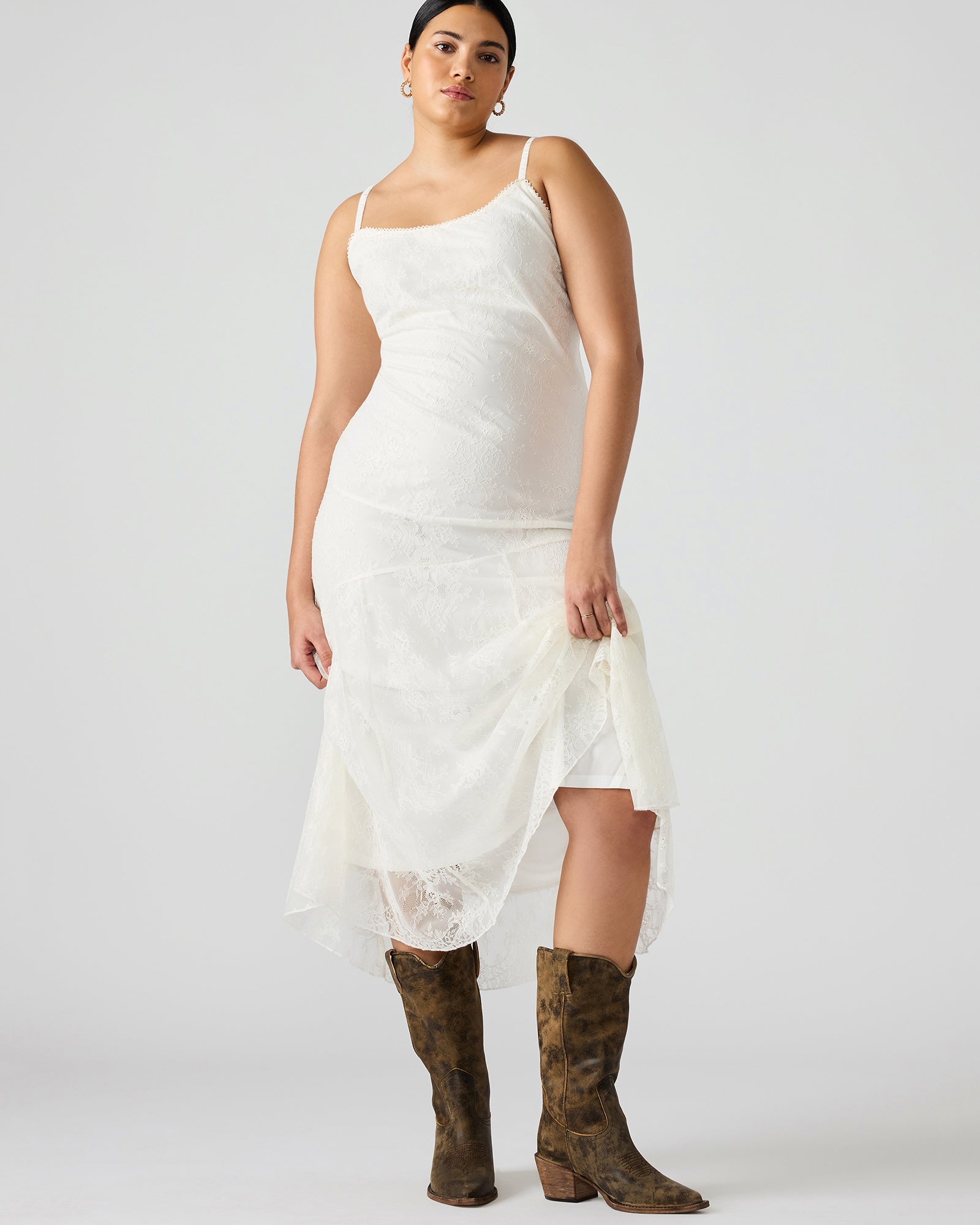 Close-up of lace detailing on the Veera dress