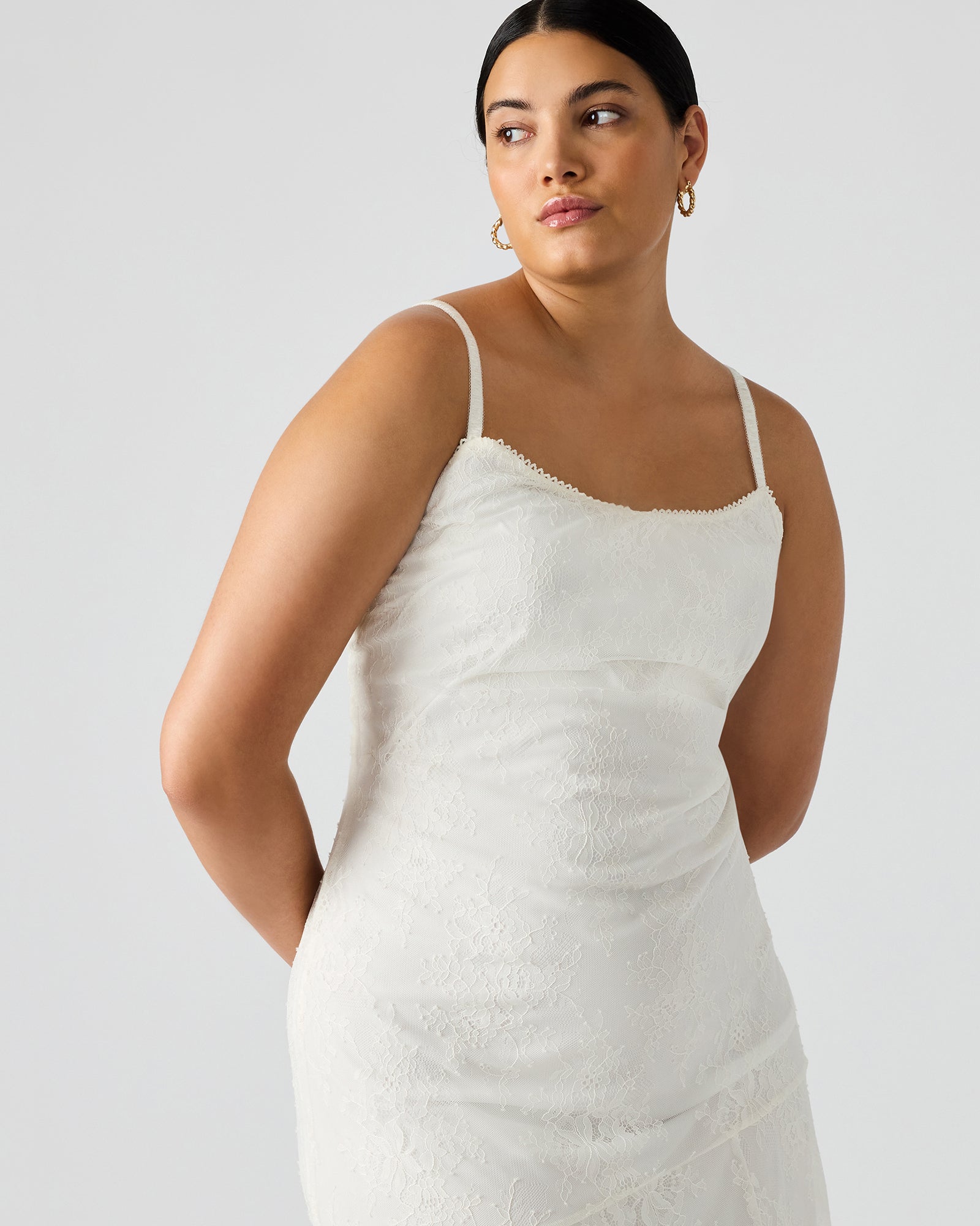 Close-up of lace detailing on the Veera dress