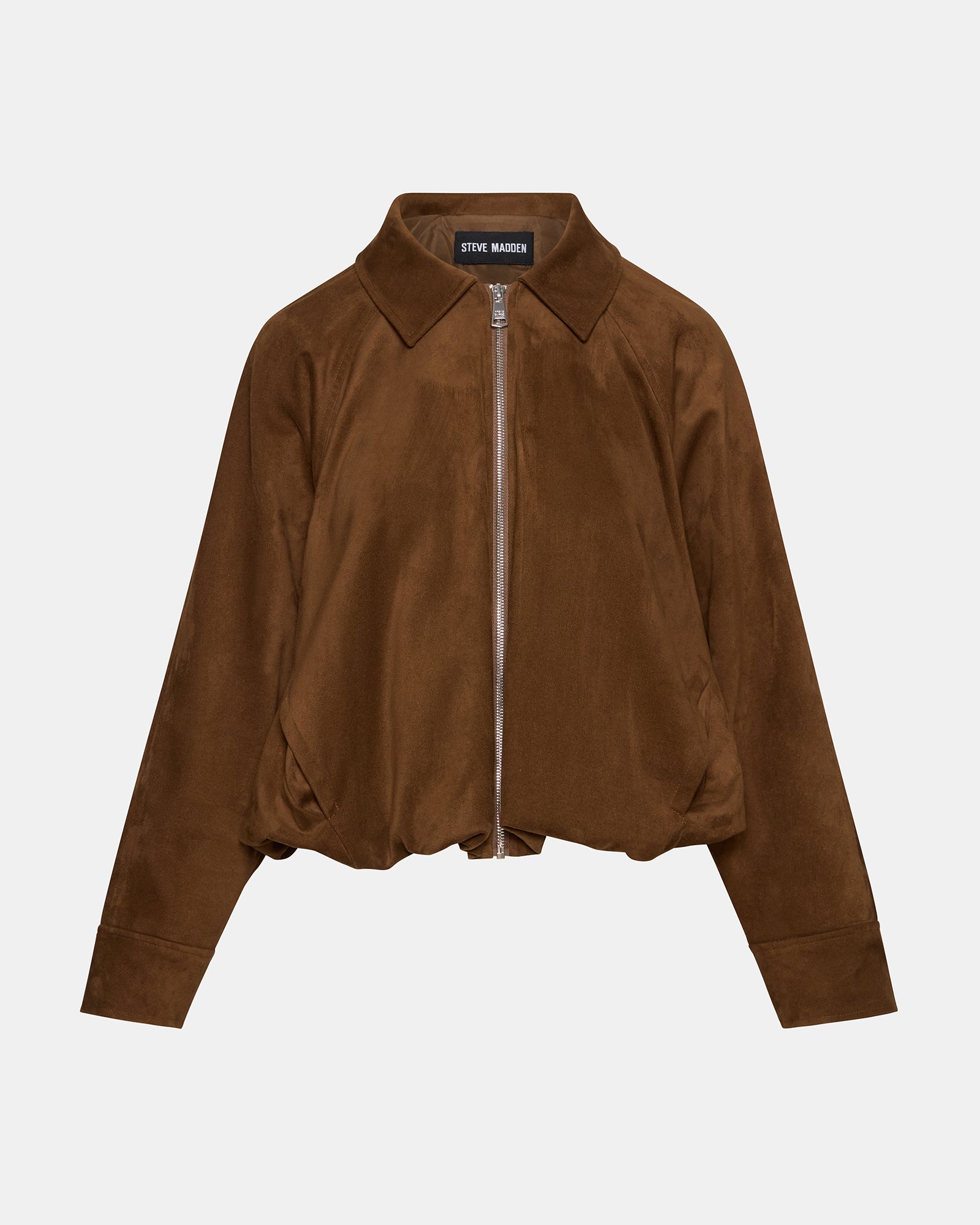 Rear angle of jacket showing tailored fit and long sleeves