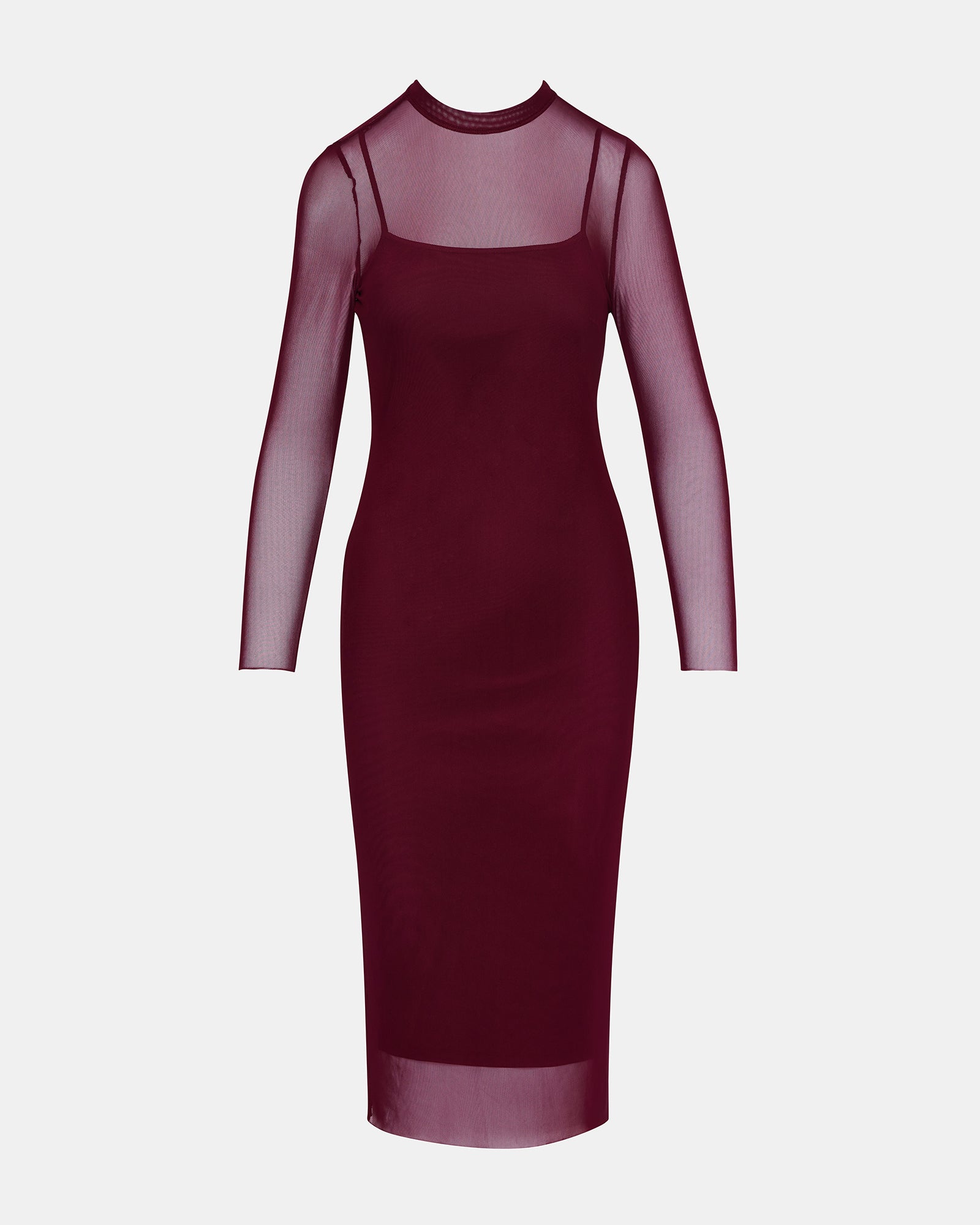 Side angle of the dress highlighting its sleek silhouette