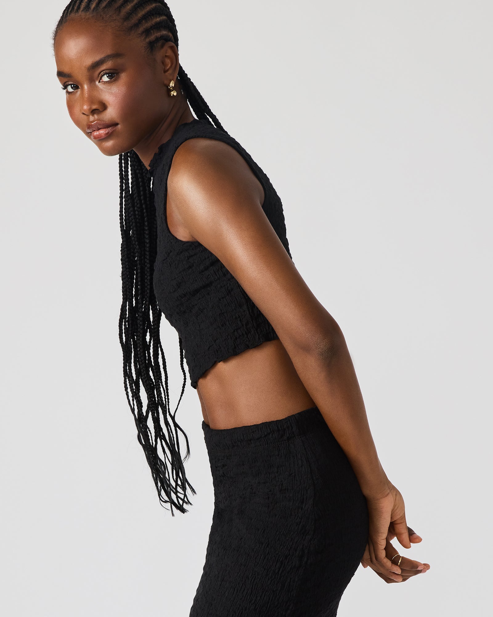 Back view of the two-piece set showing the flowy silhouette.