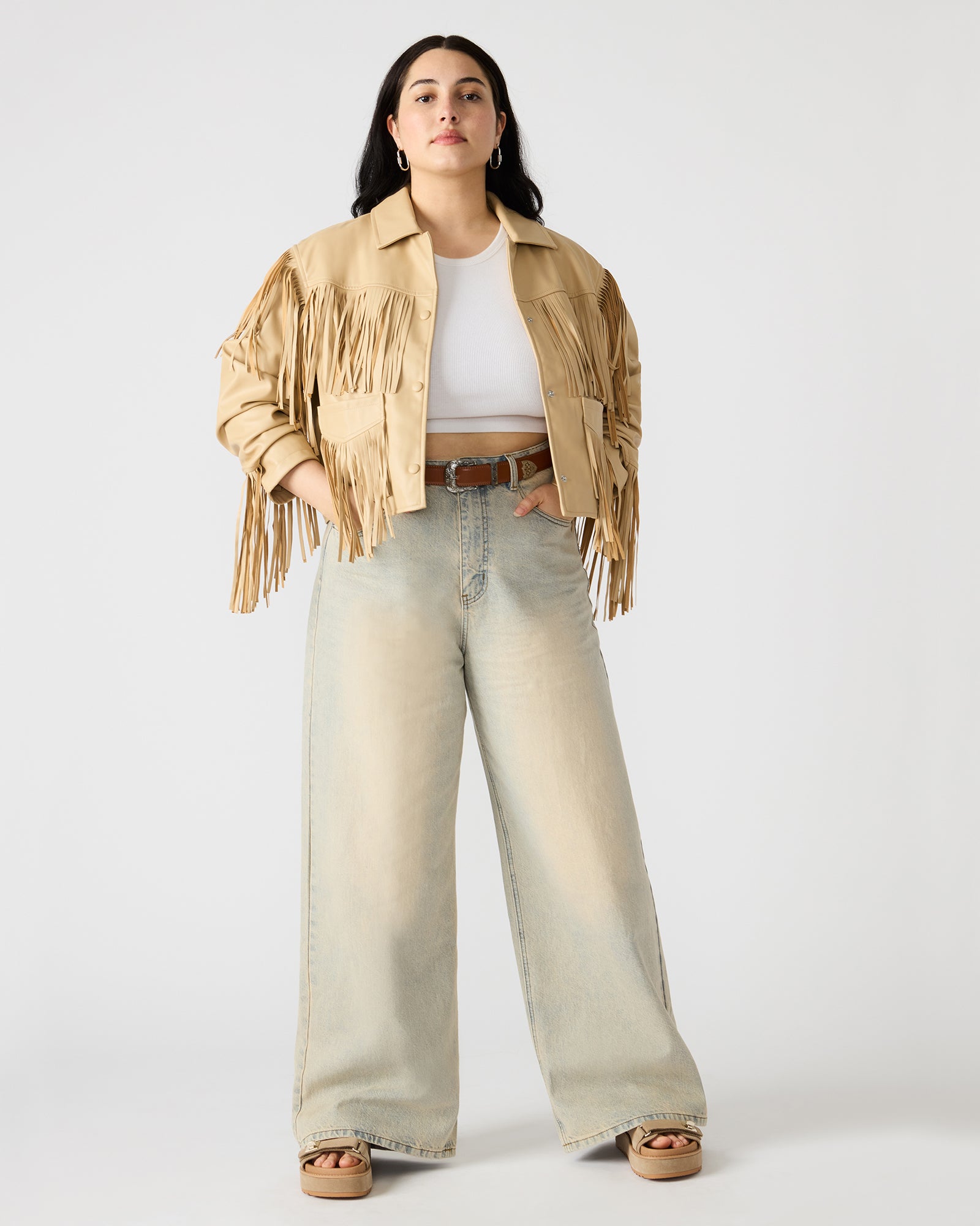 Side view of Magnus jeans highlighting the wide-leg design.