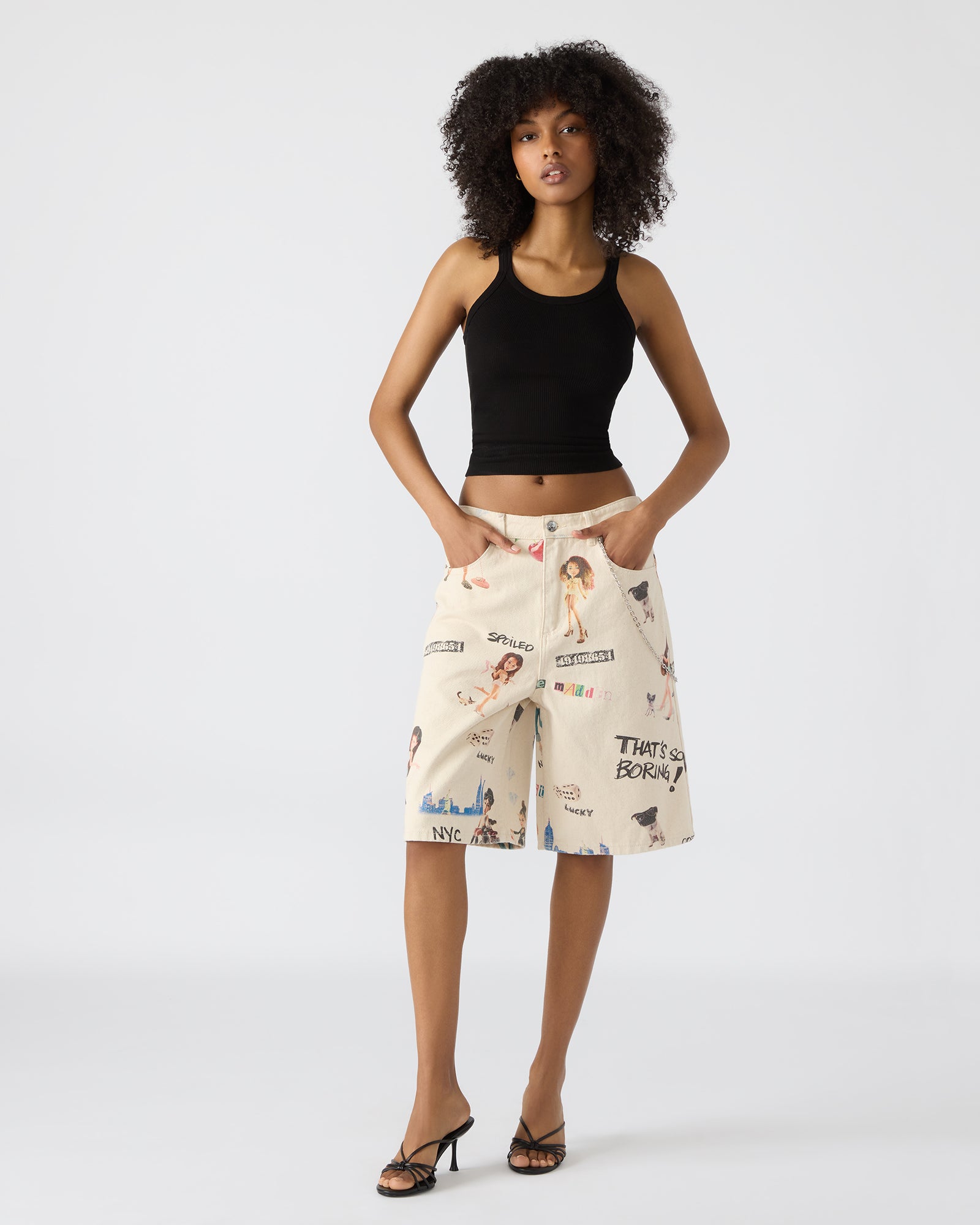 Front view of Magdalen denim shorts for men, showcasing pockets.