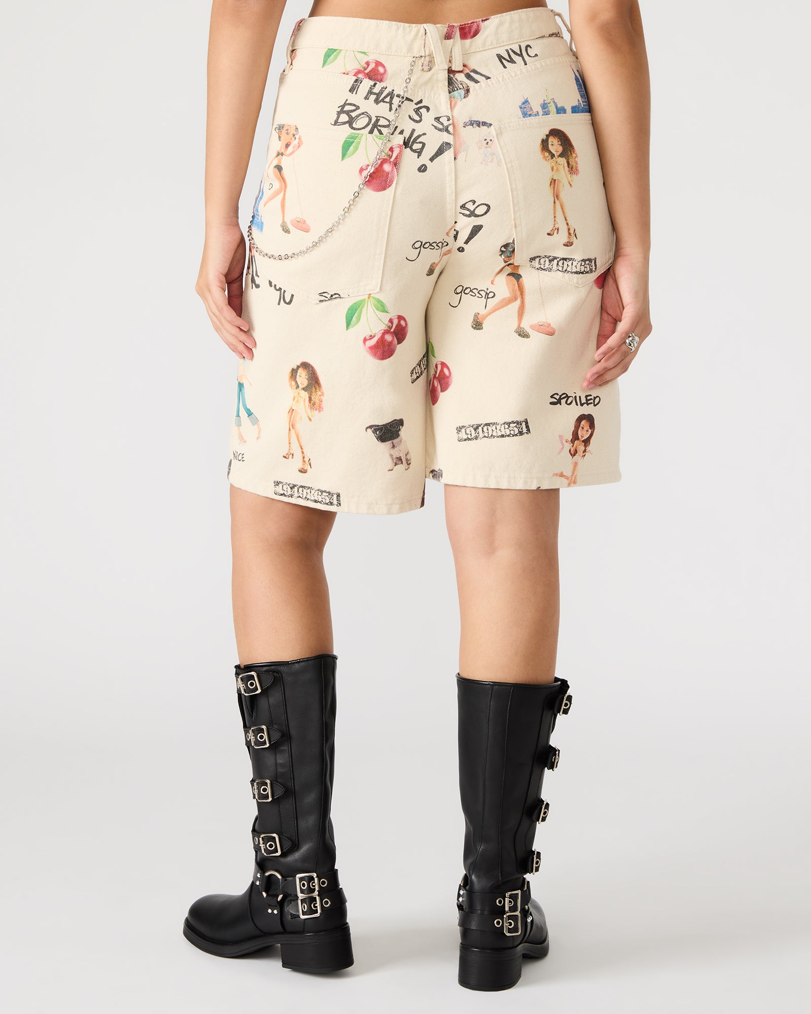 Front view of Magdalen denim shorts for men, showcasing pockets.