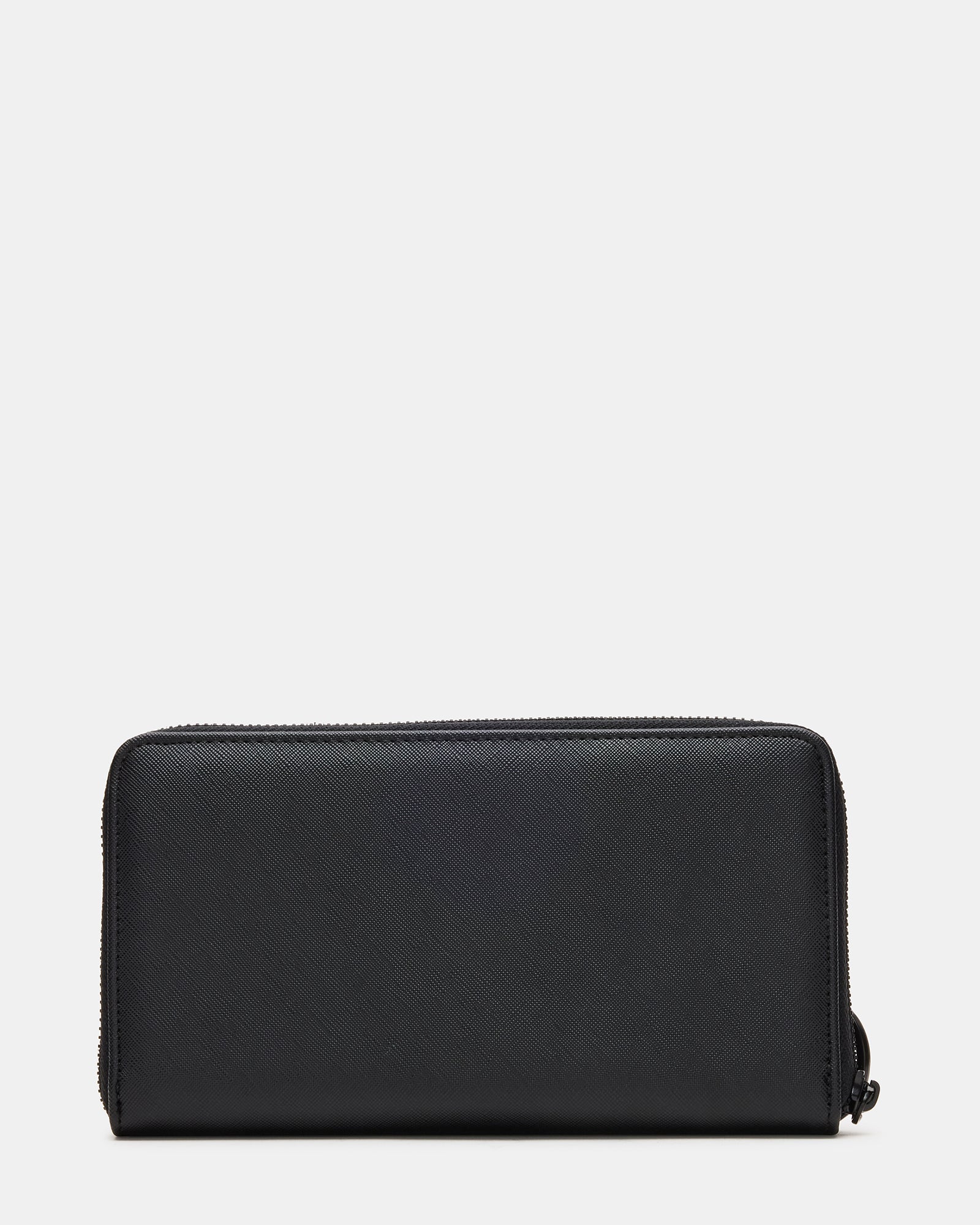 Black wristlet wallet worn on wrist, showcasing portability