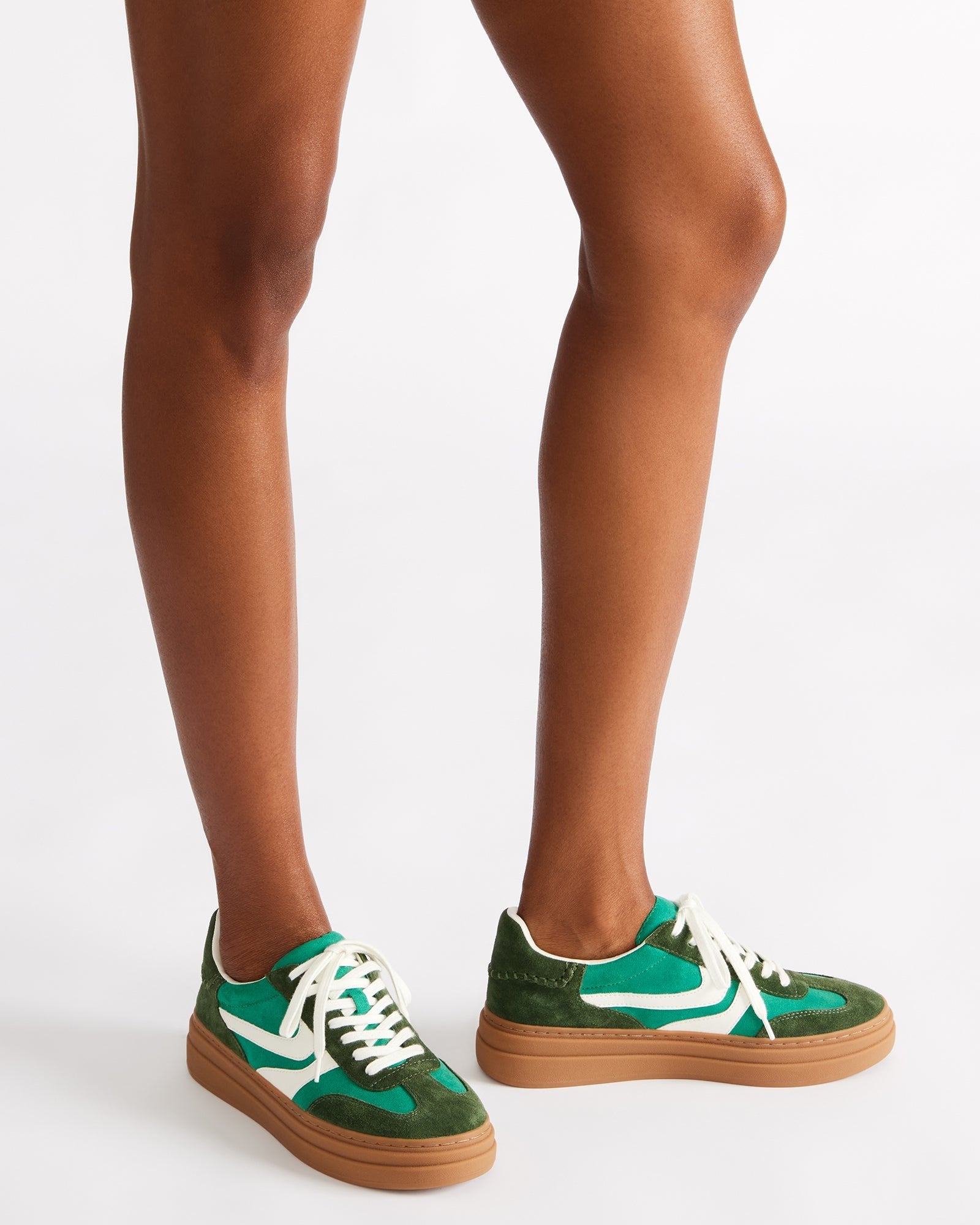 Close-up of the lace-up closure and textured upper on these mens casual shoes.
