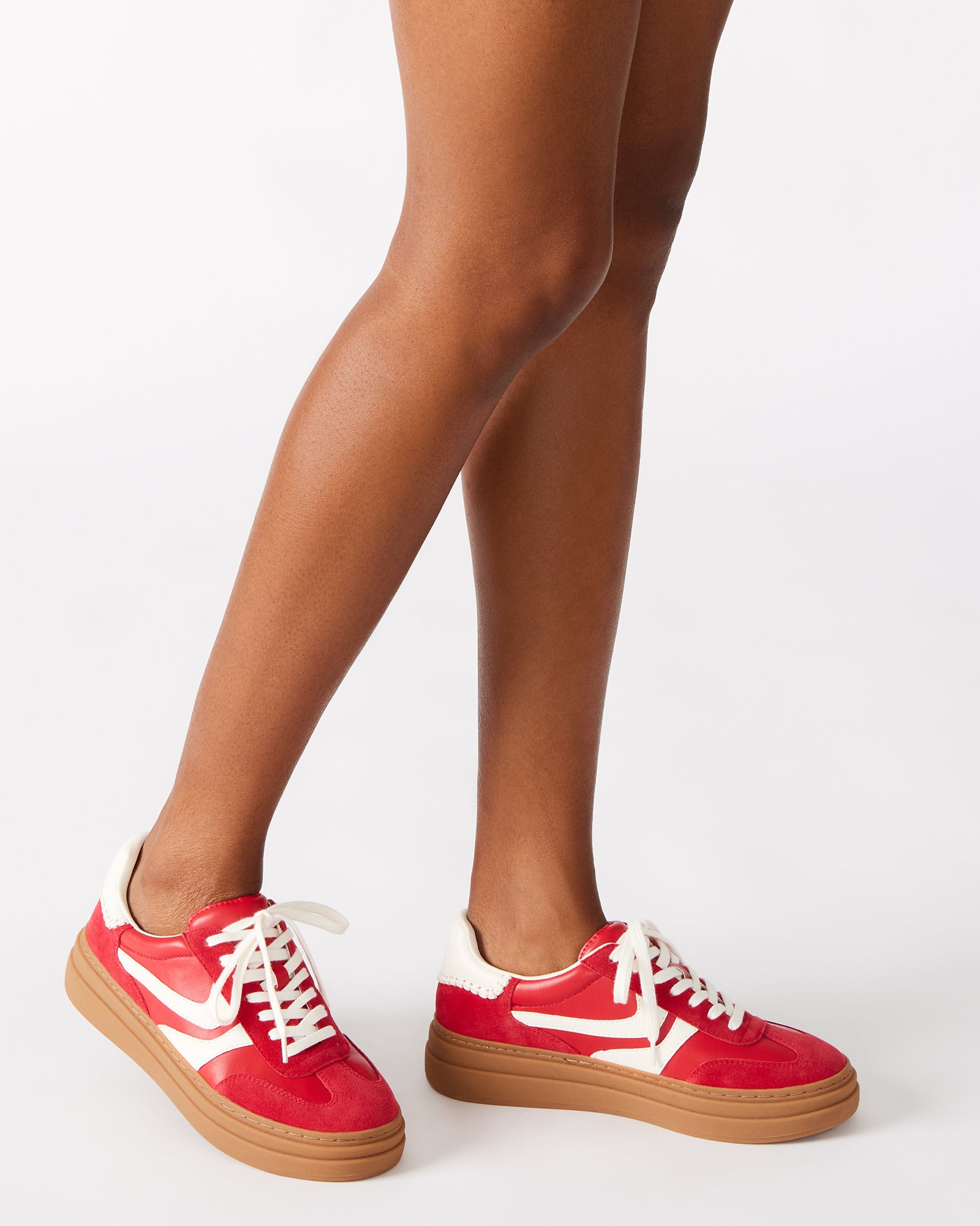 Close-up of the suede and leather upper on these mens casual shoes