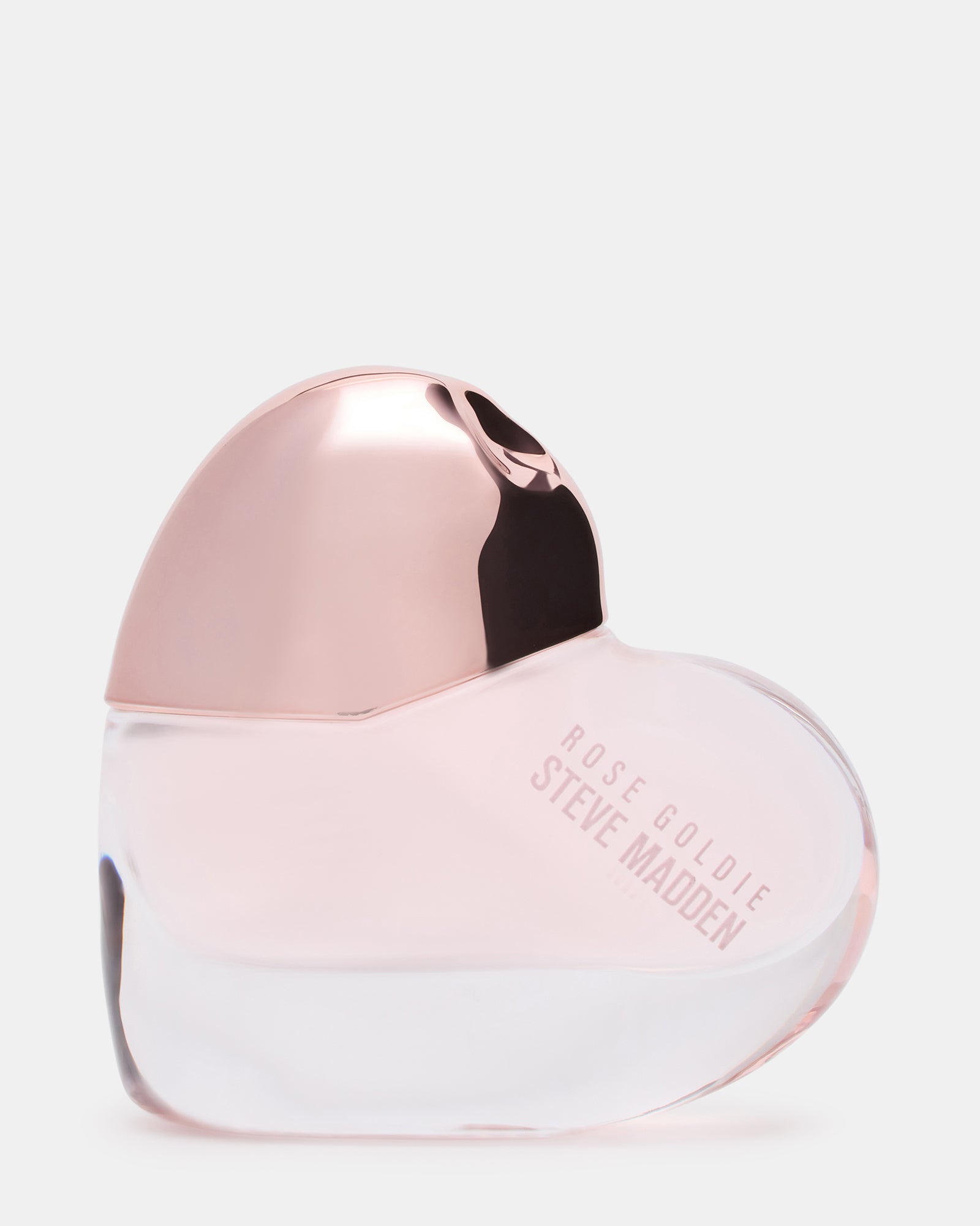 Angled view of Glamorous Rose Goldie Mini Perfume bottle highlighting floral notes.