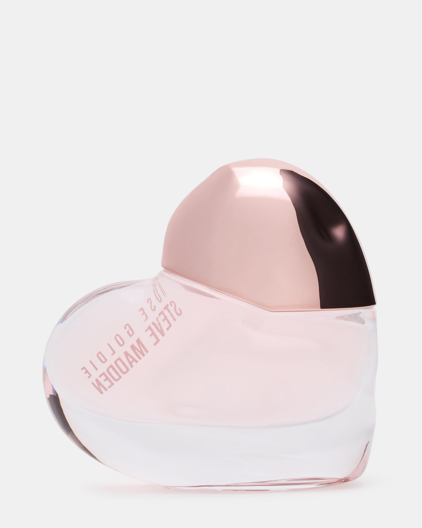 Angled view of Glamorous Rose Goldie Mini Perfume bottle highlighting floral notes.
