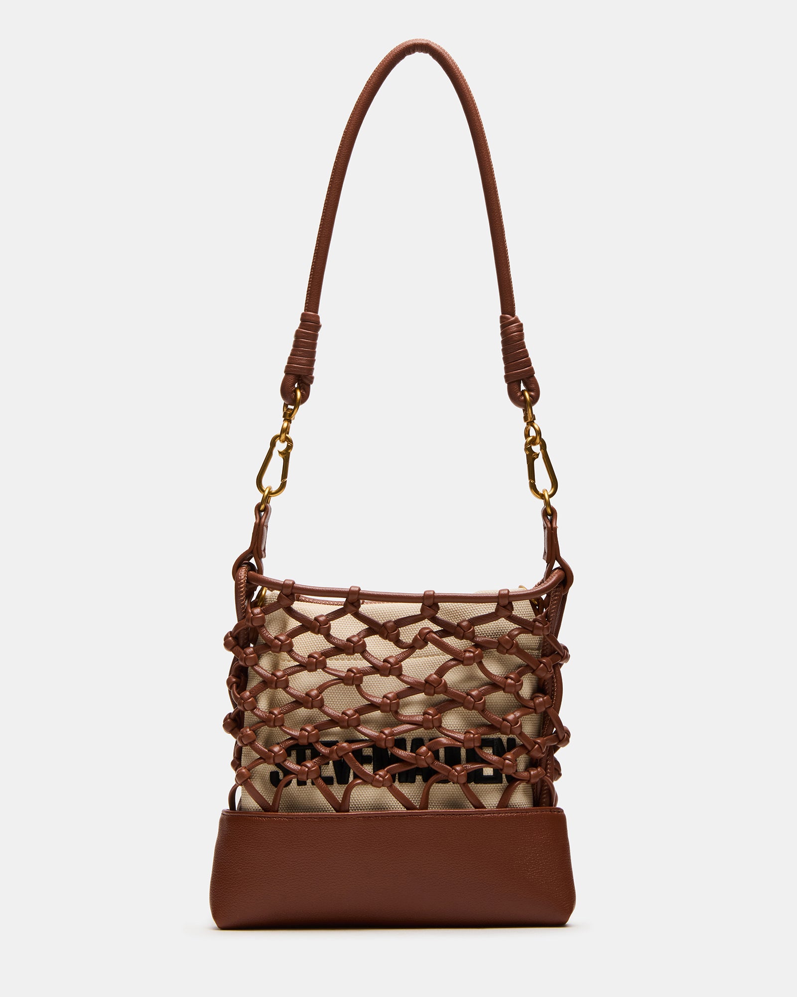 Close-up of the adjustable strap on the Arda leather crossbody bag.
