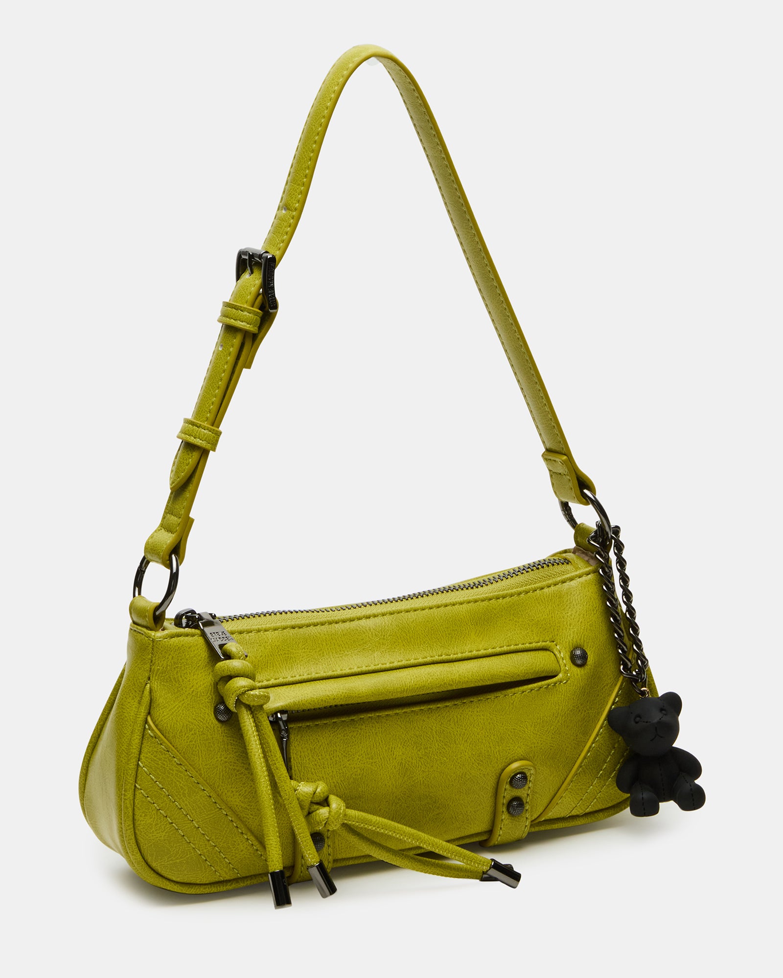 Becka Lime Crossbody Bag with Teddy Bear Charm – Versatile Women's Shoulder Bag - Image 3