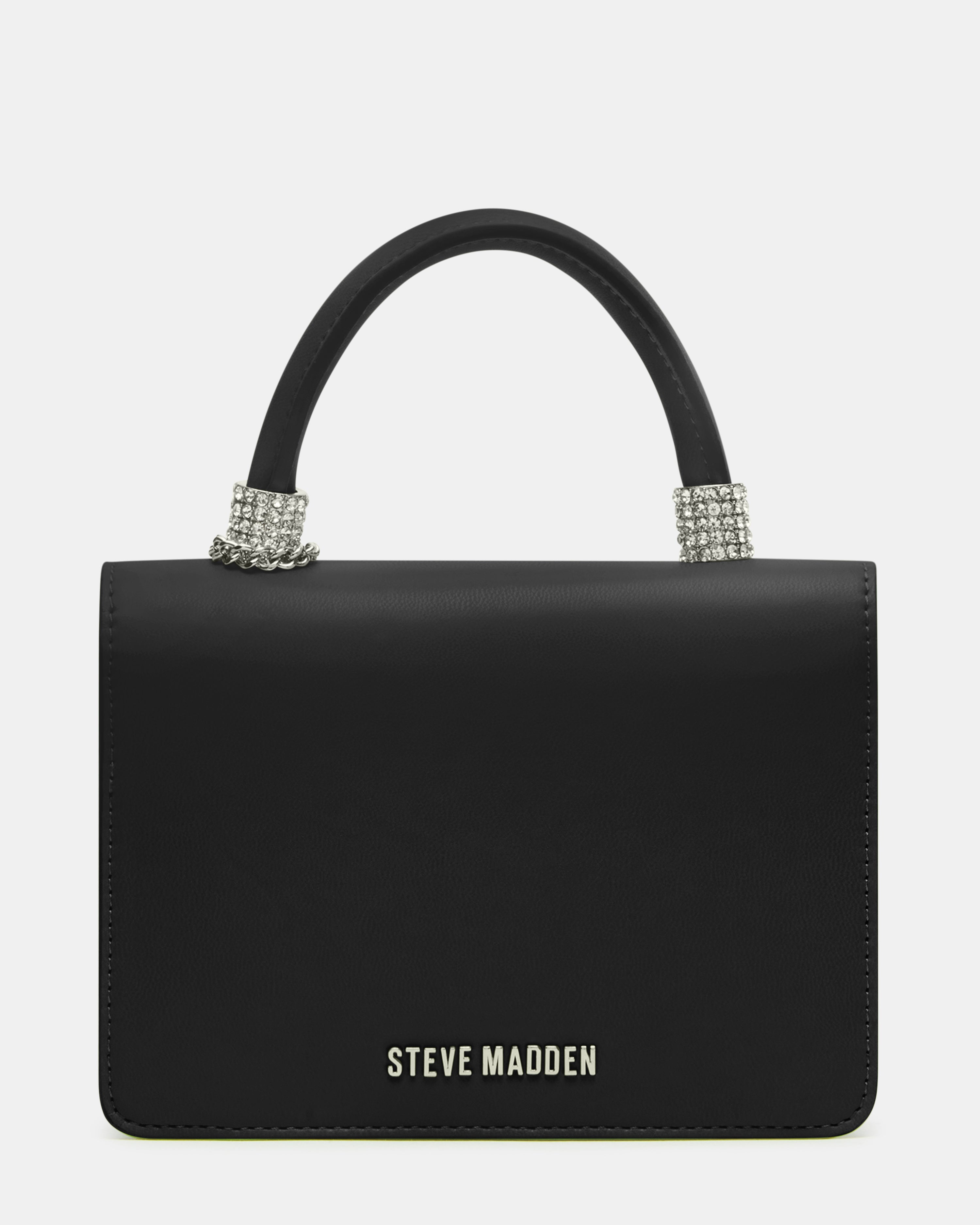 Interior view of the black mini designer bags organization.