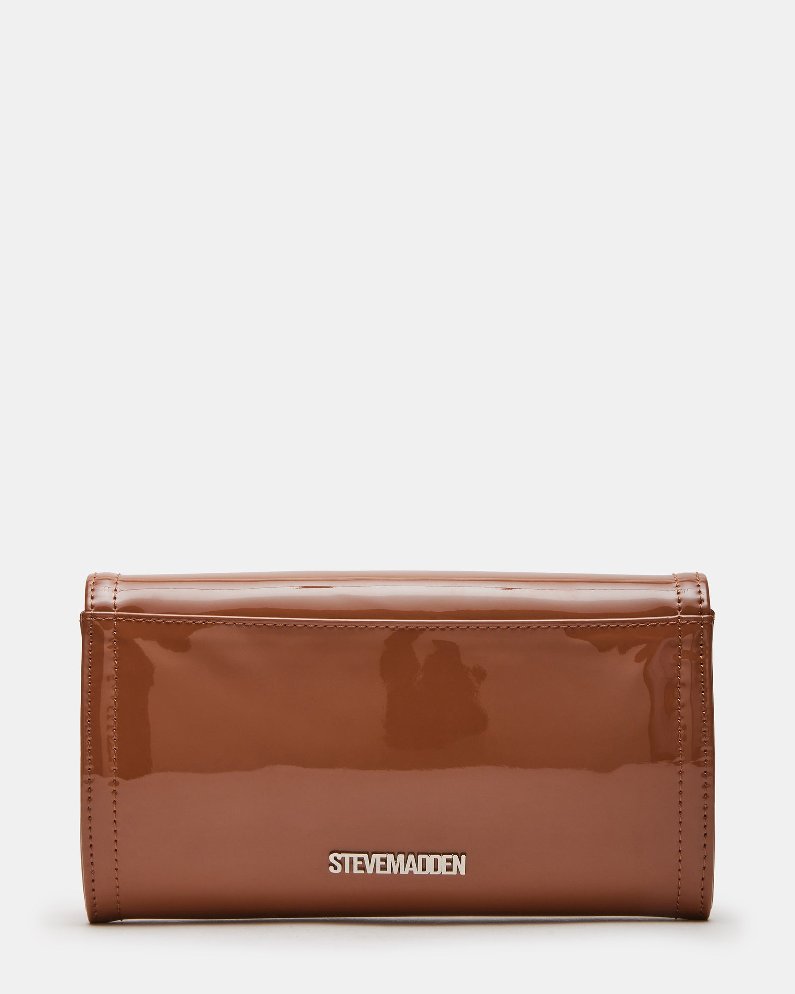Clutch bag open, displaying inner card slots and back slip pocket